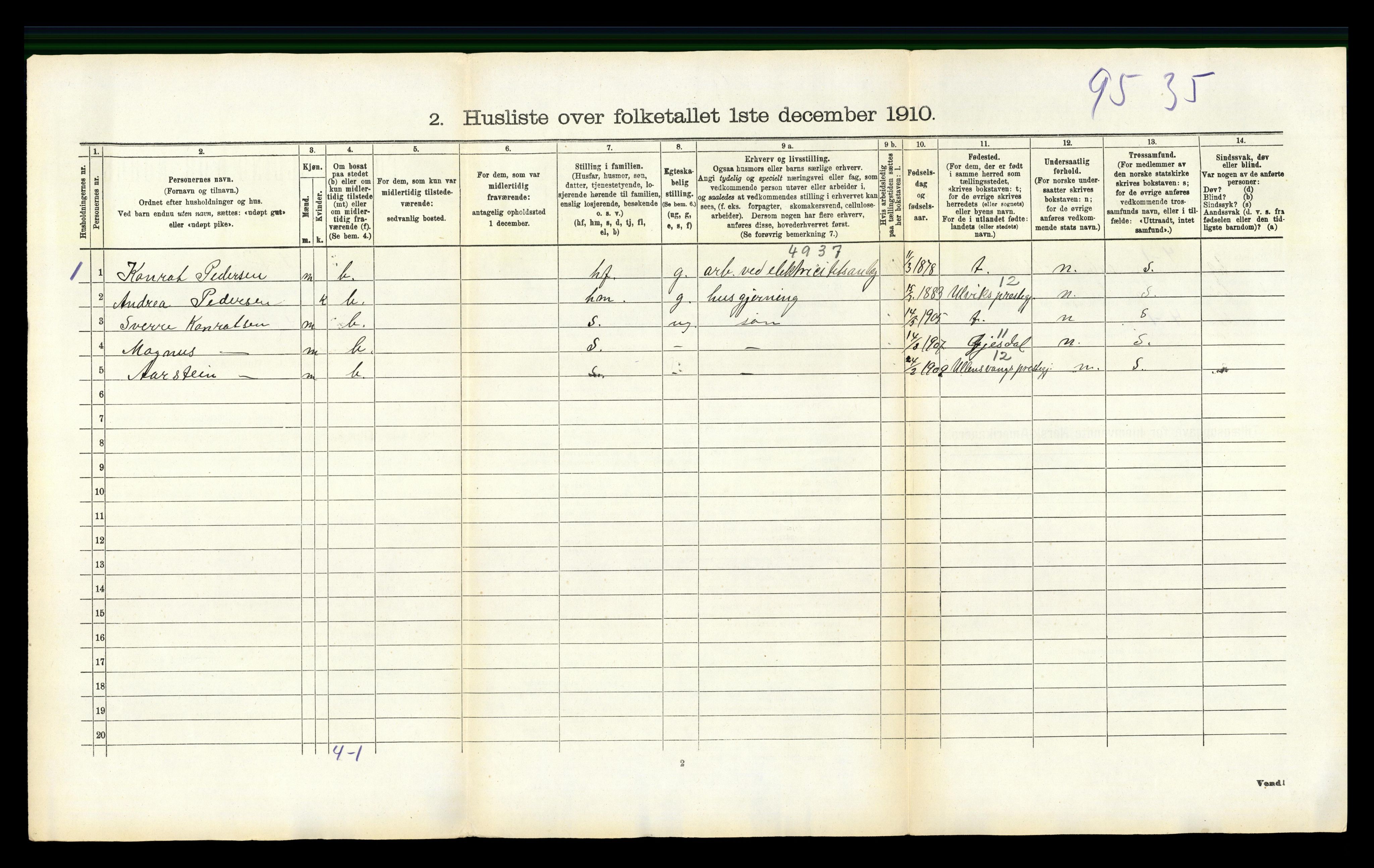 RA, 1910 census for Høle, 1910, p. 53