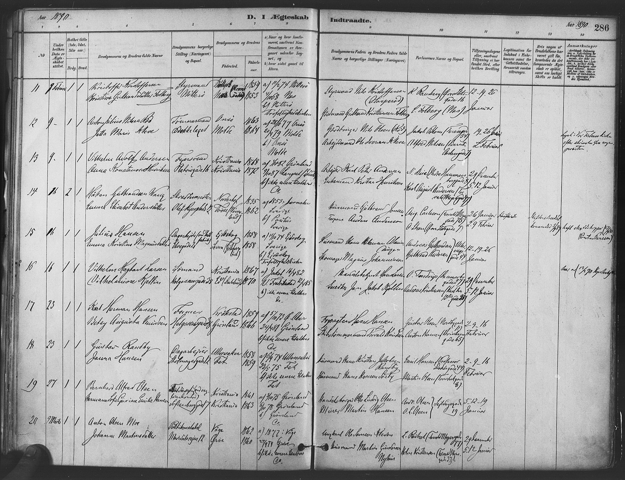 Paulus prestekontor Kirkebøker, SAO/A-10871/F/Fa/L0004: Parish register (official) no. 4, 1879-1891, p. 286