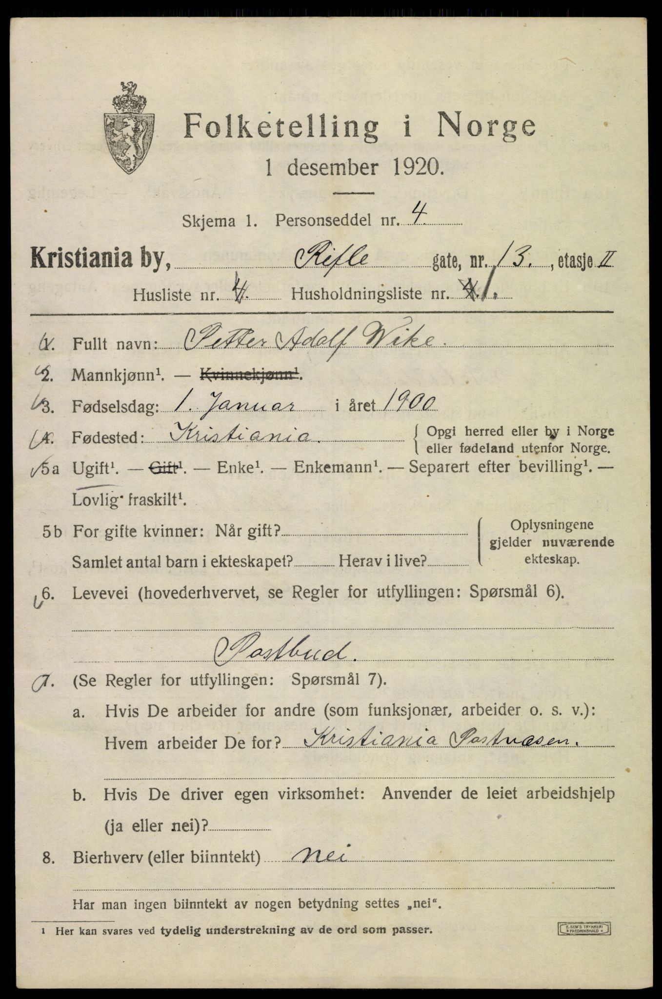 SAO, 1920 census for Kristiania, 1920, p. 462995