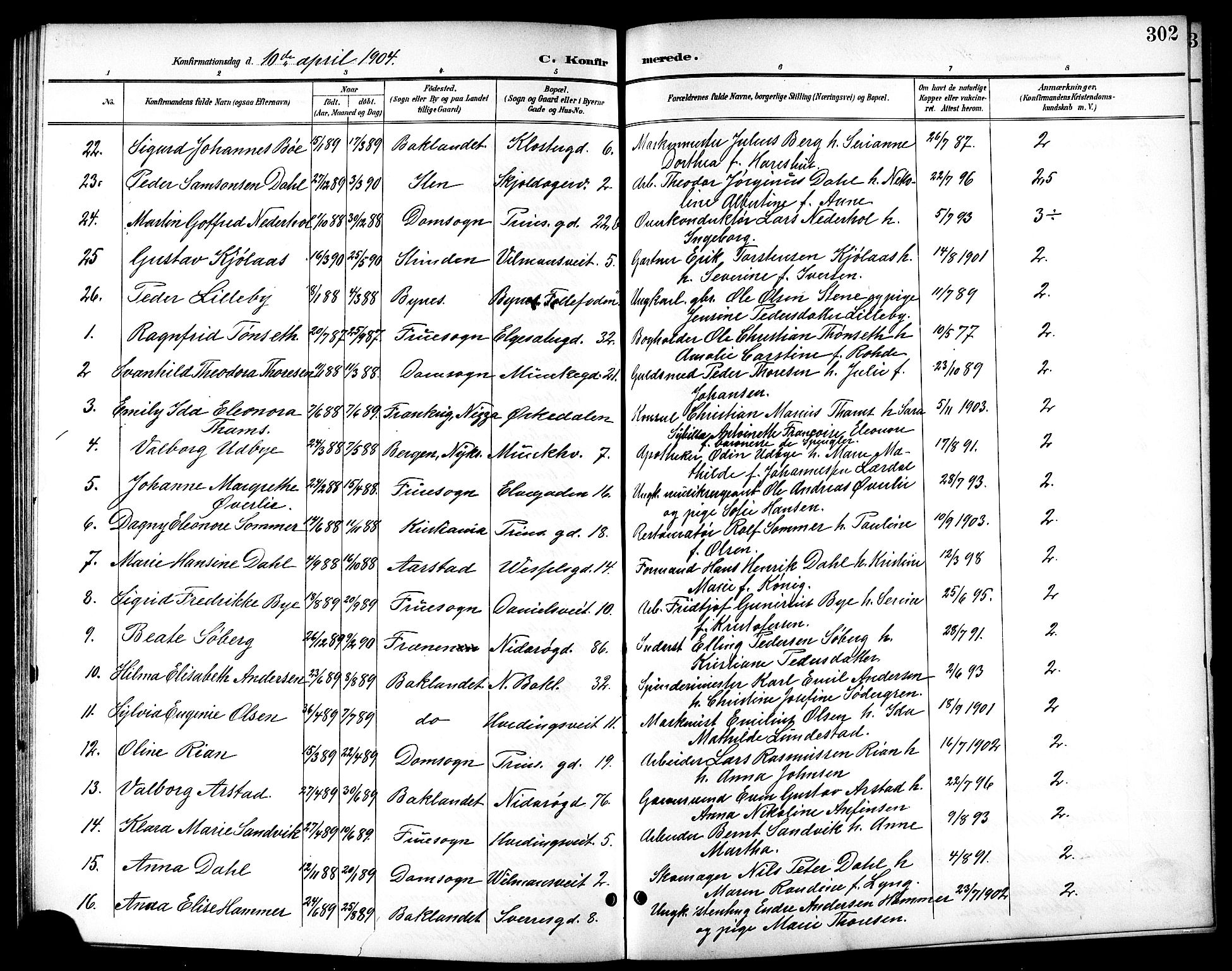 Ministerialprotokoller, klokkerbøker og fødselsregistre - Sør-Trøndelag, SAT/A-1456/601/L0094: Parish register (copy) no. 601C12, 1898-1911, p. 302