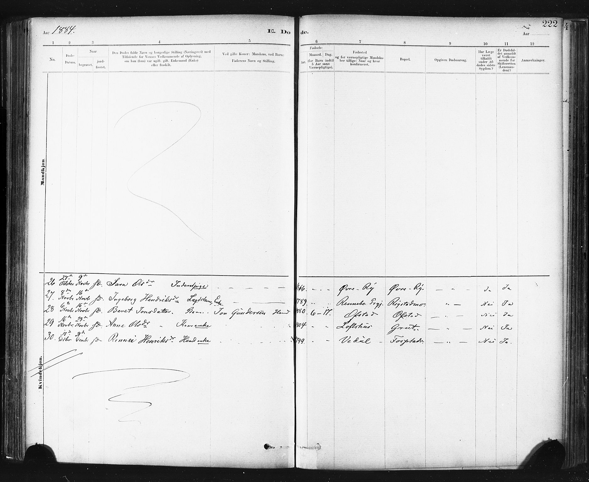 Ministerialprotokoller, klokkerbøker og fødselsregistre - Sør-Trøndelag, SAT/A-1456/672/L0857: Parish register (official) no. 672A09, 1882-1893, p. 222