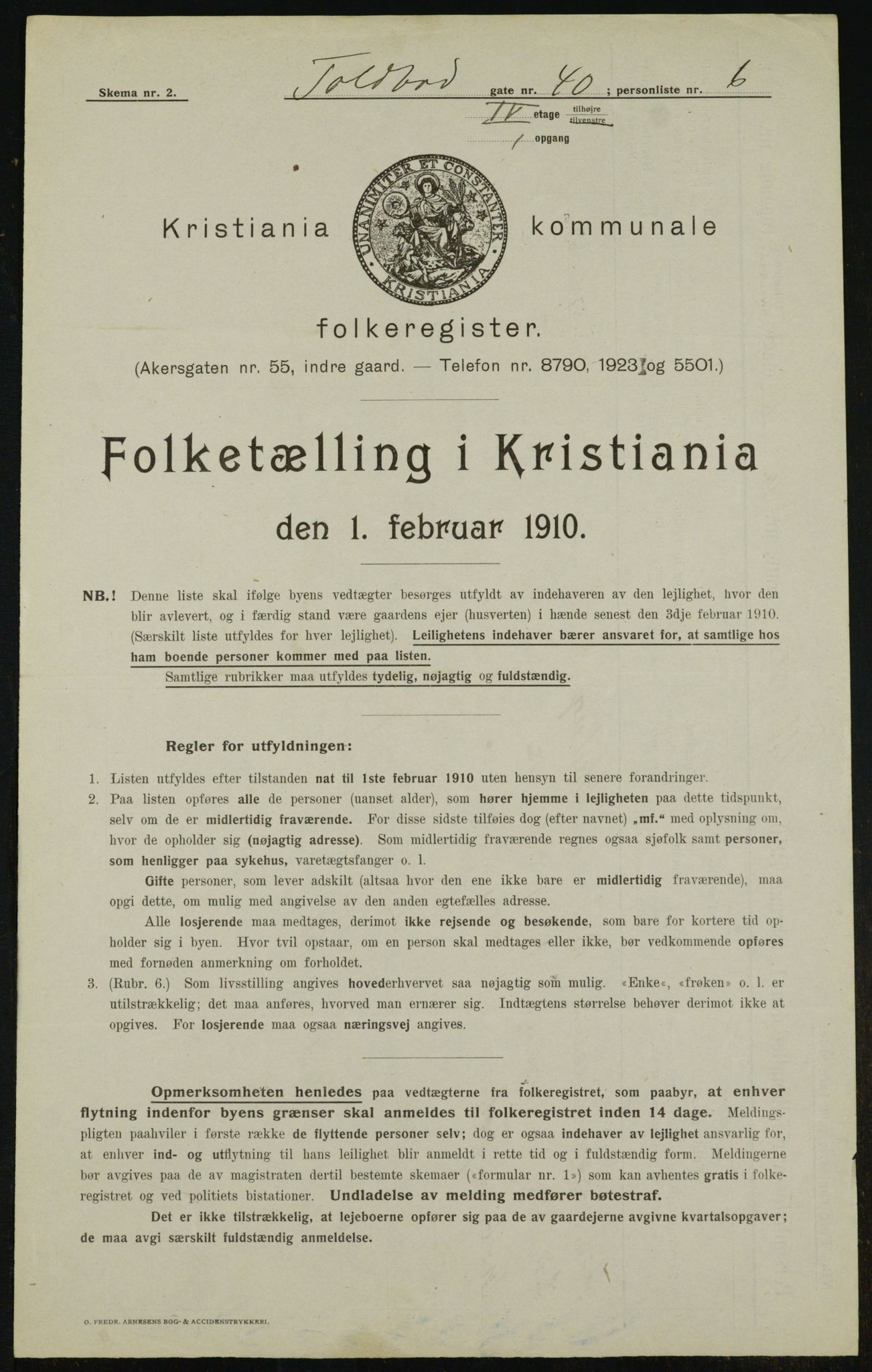 OBA, Municipal Census 1910 for Kristiania, 1910, p. 107617