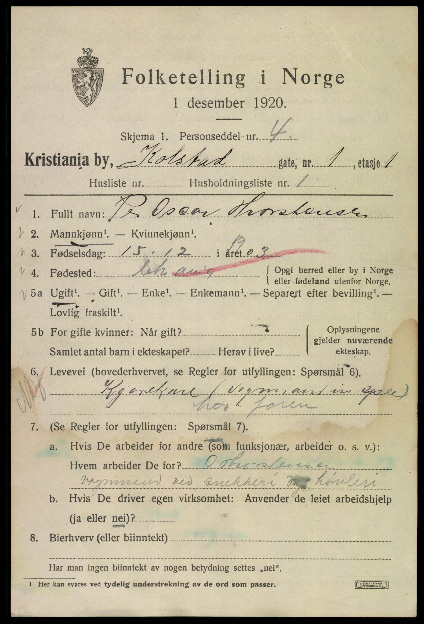 SAO, 1920 census for Kristiania, 1920, p. 345331