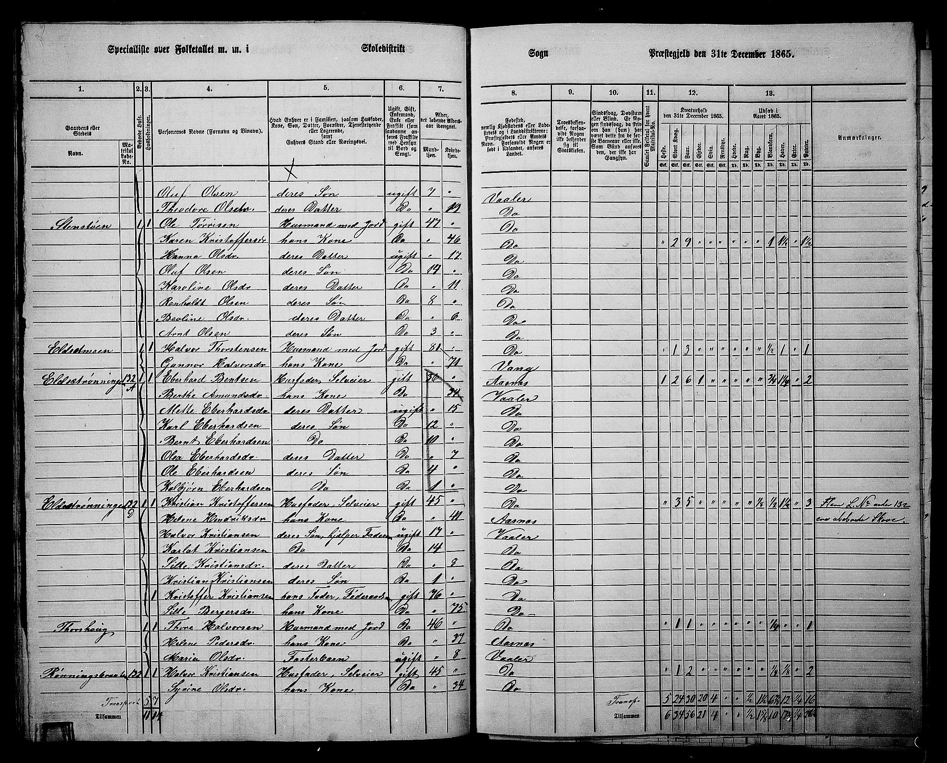 RA, 1865 census for Våler, 1865, p. 80