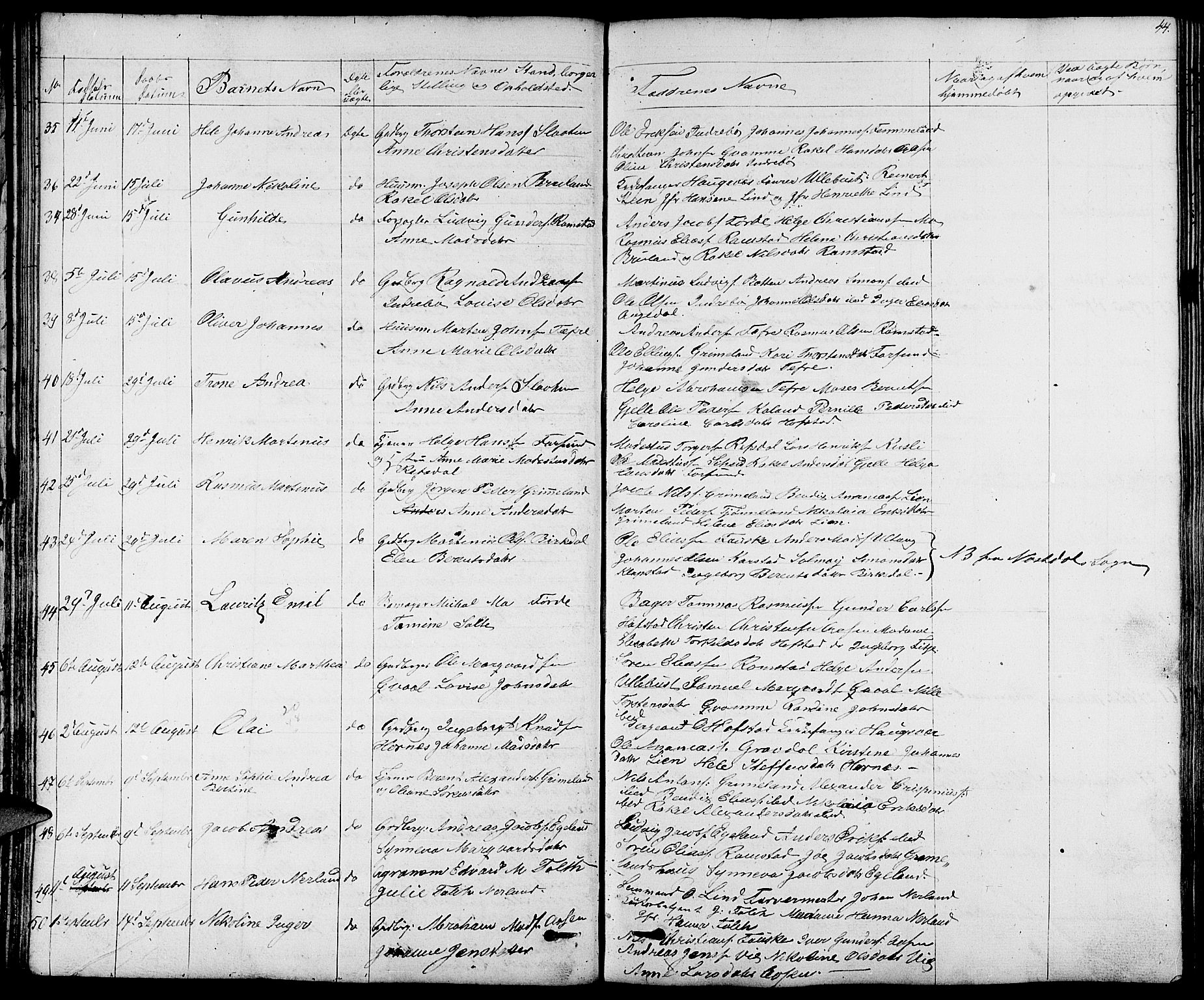 Førde sokneprestembete, AV/SAB-A-79901/H/Hab/Haba/L0001: Parish register (copy) no. A 1, 1853-1880, p. 44