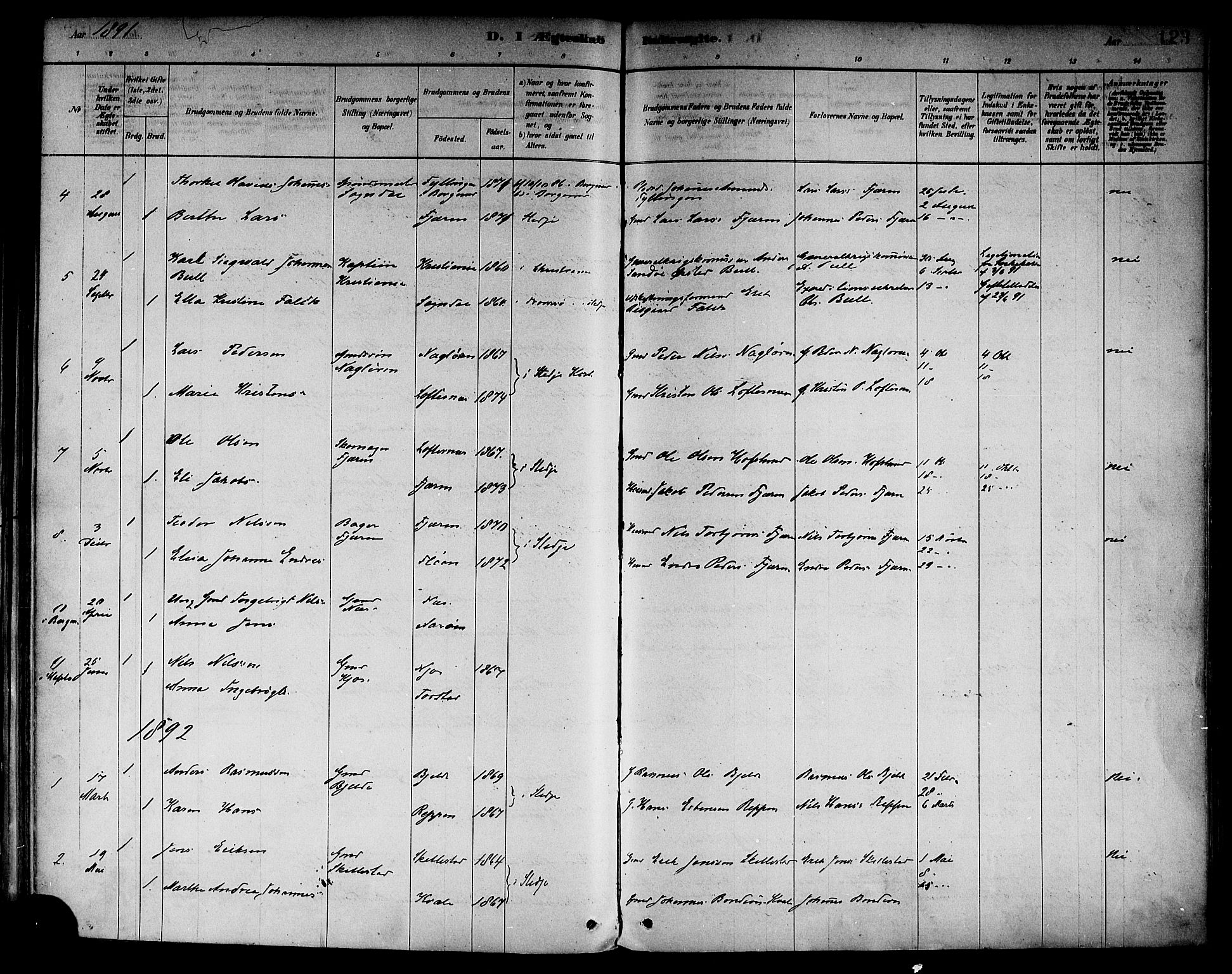 Sogndal sokneprestembete, AV/SAB-A-81301/H/Haa/Haab/L0001: Parish register (official) no. B 1, 1878-1899, p. 123