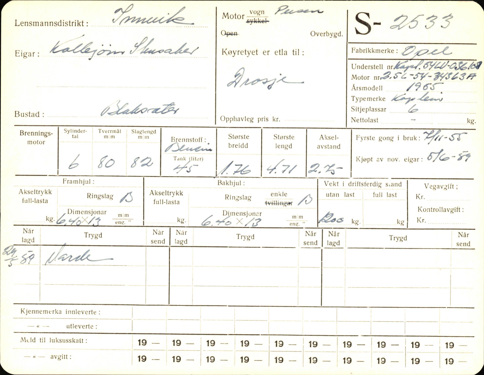 Statens vegvesen, Sogn og Fjordane vegkontor, AV/SAB-A-5301/4/F/L0004: Registerkort utmeldte Fjordane S2500-2700, S7200-7899, 1930-1961, p. 47