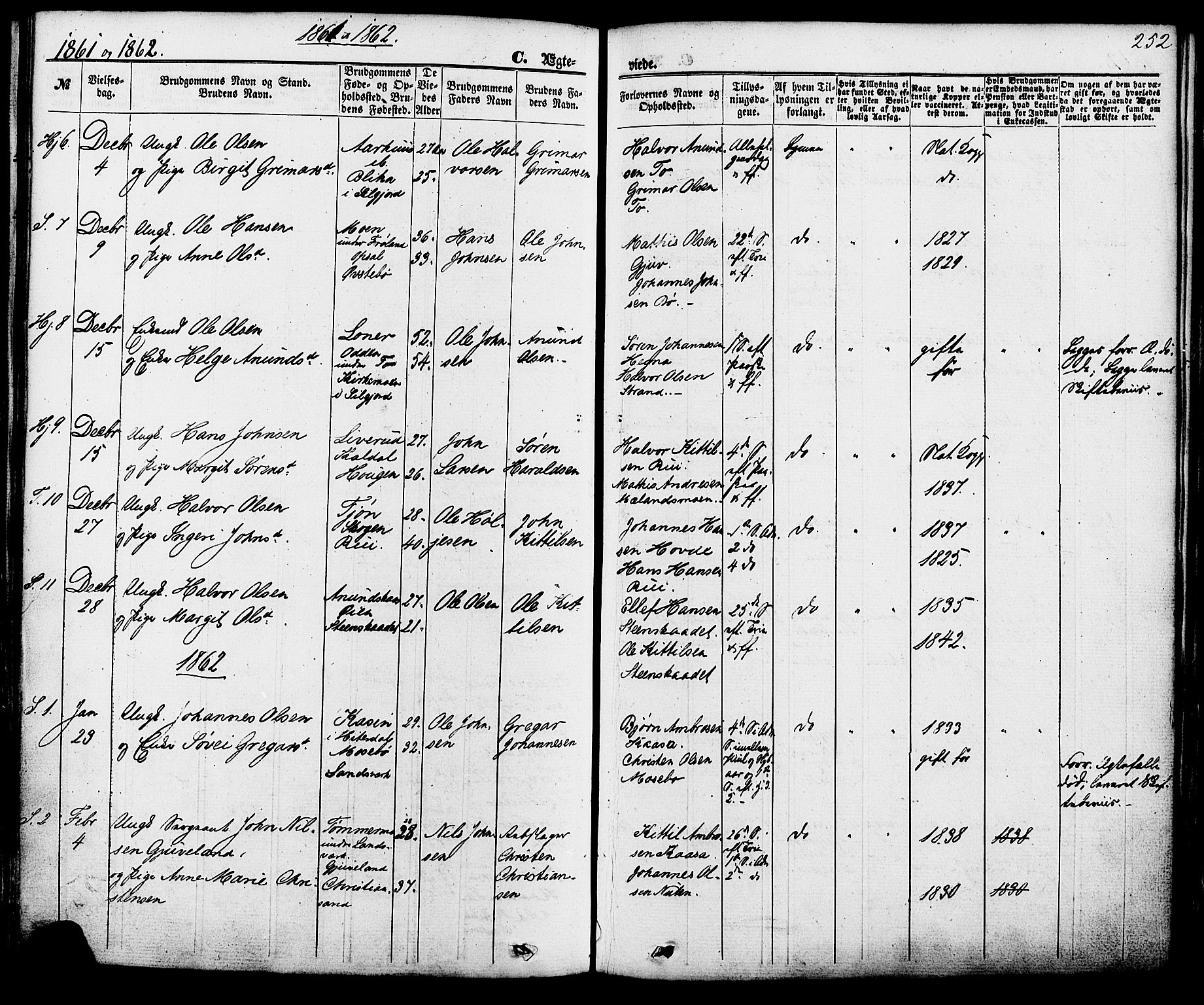 Hjartdal kirkebøker, SAKO/A-270/F/Fa/L0009: Parish register (official) no. I 9, 1860-1879, p. 252