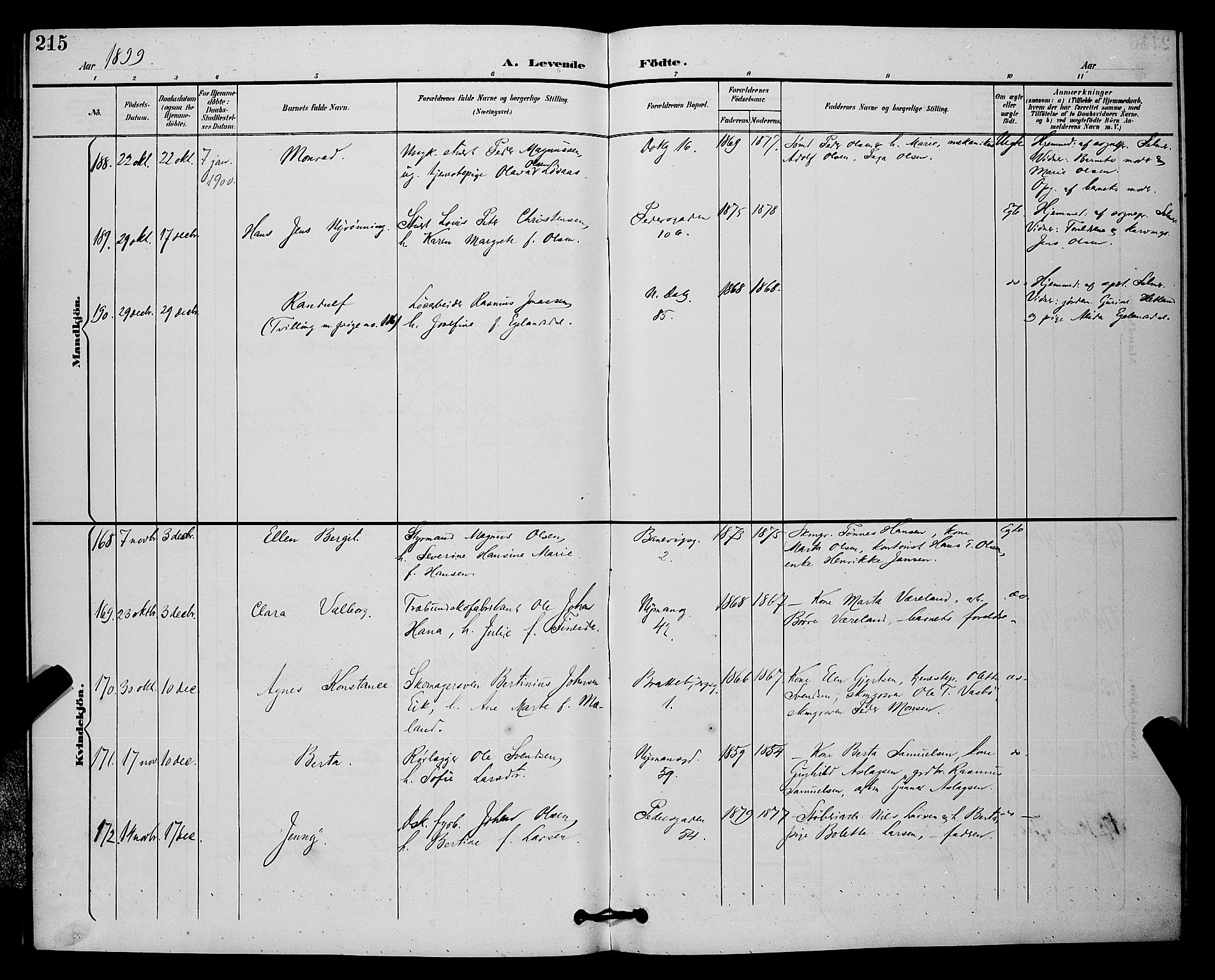 St. Johannes sokneprestkontor, AV/SAST-A-101814/001/30/30BB/L0003: Parish register (copy) no. B 3, 1893-1900, p. 215