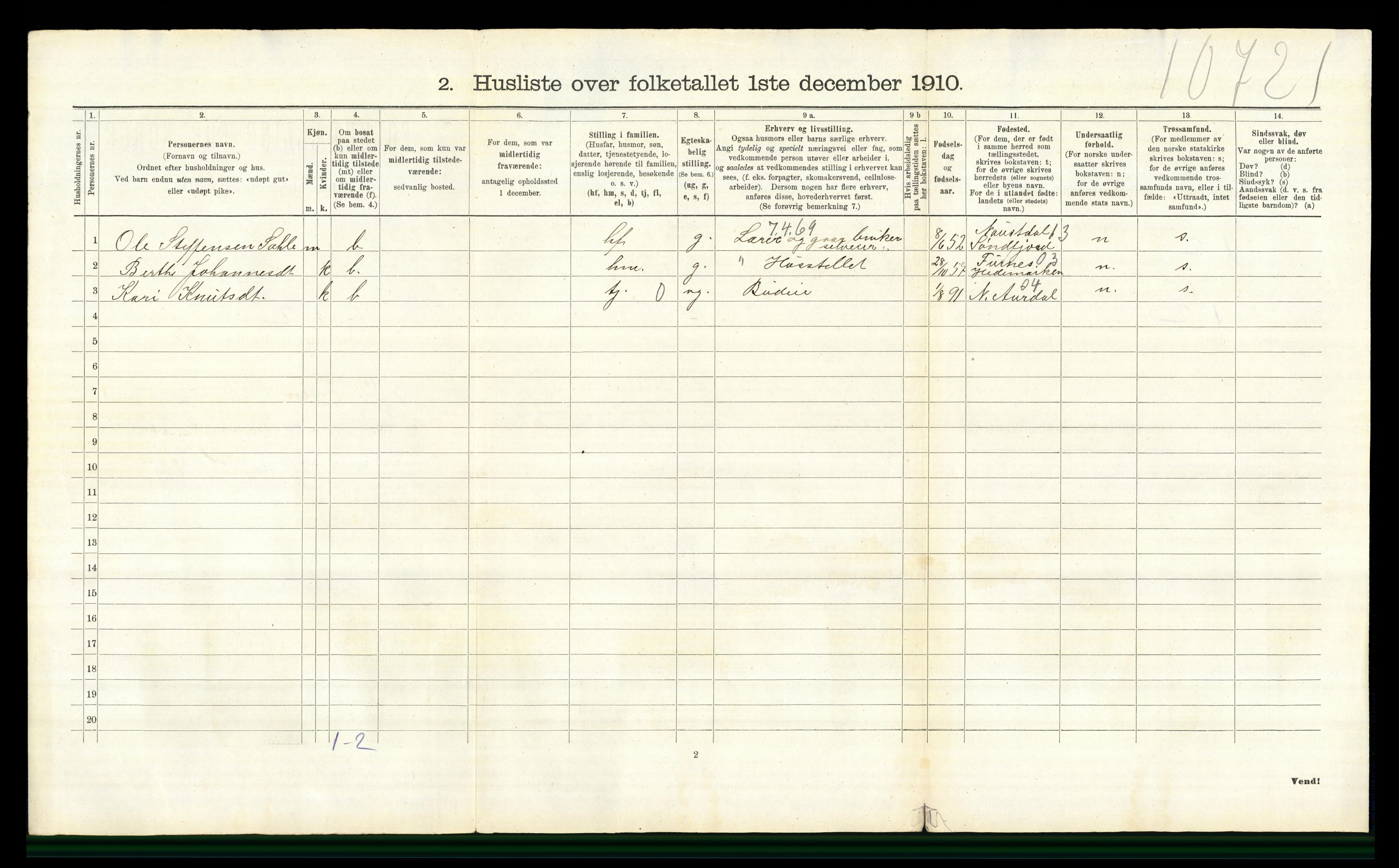 RA, 1910 census for Østre Toten, 1910, p. 2544