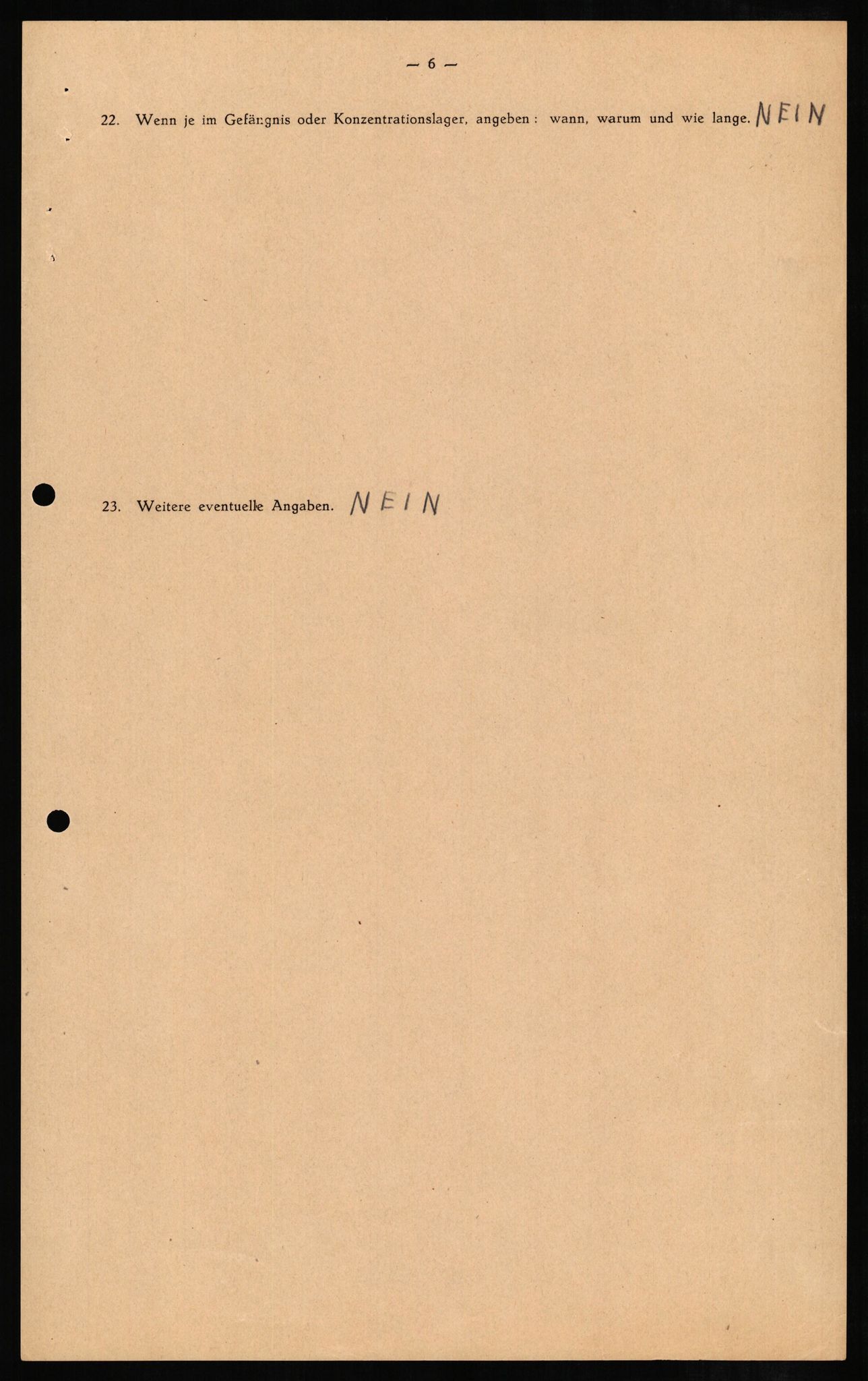 Forsvaret, Forsvarets overkommando II, RA/RAFA-3915/D/Db/L0008: CI Questionaires. Tyske okkupasjonsstyrker i Norge. Tyskere., 1945-1946, p. 7