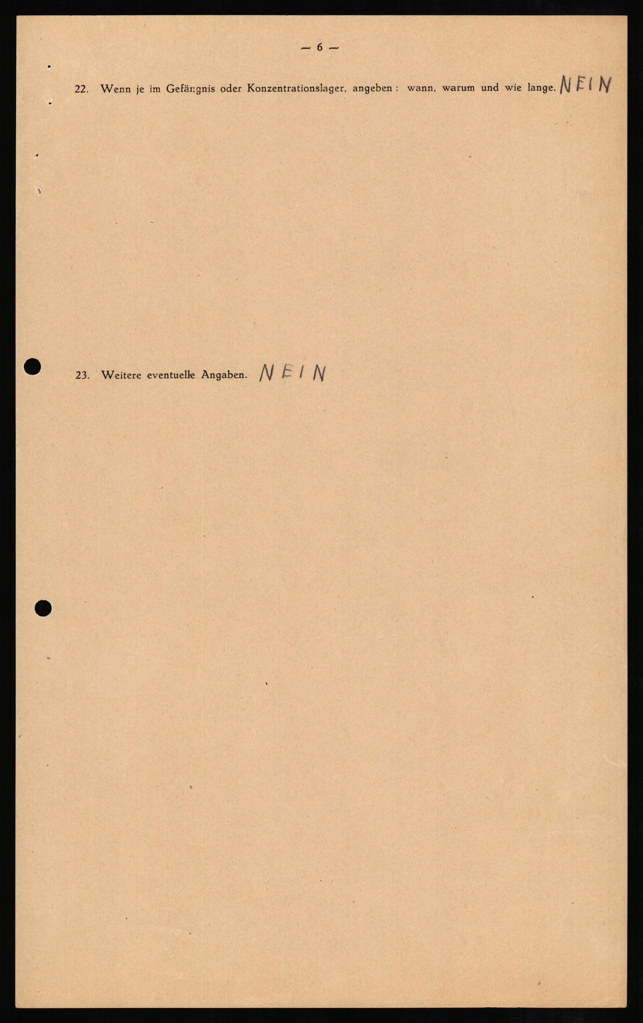 Forsvaret, Forsvarets overkommando II, AV/RA-RAFA-3915/D/Db/L0008: CI Questionaires. Tyske okkupasjonsstyrker i Norge. Tyskere., 1945-1946, p. 7