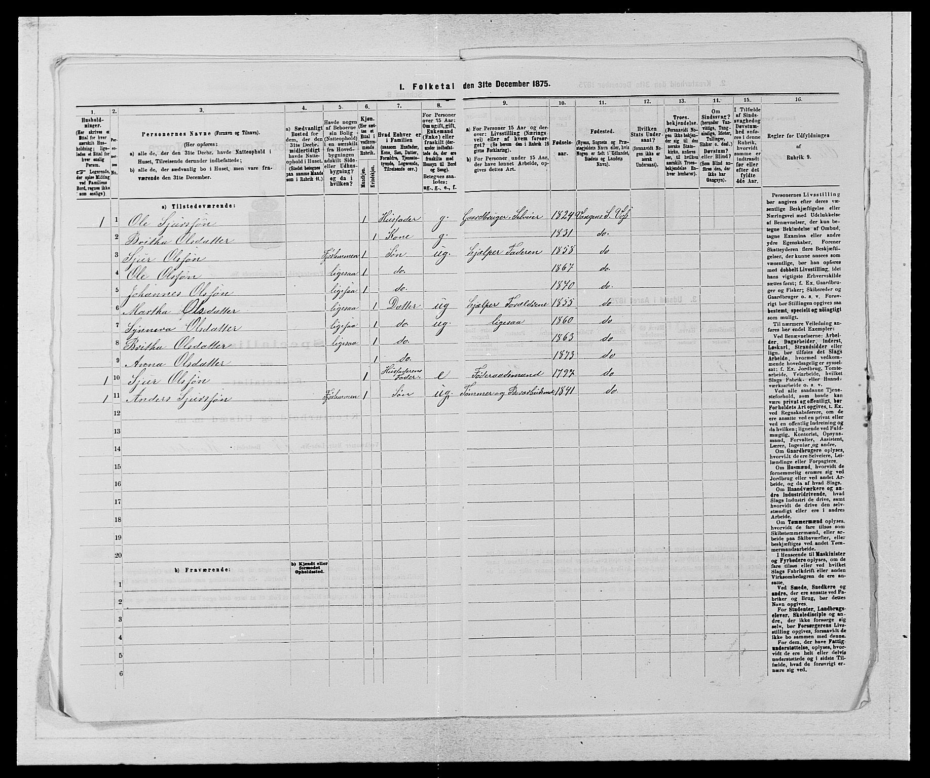 SAB, 1875 census for 1235P Voss, 1875, p. 270