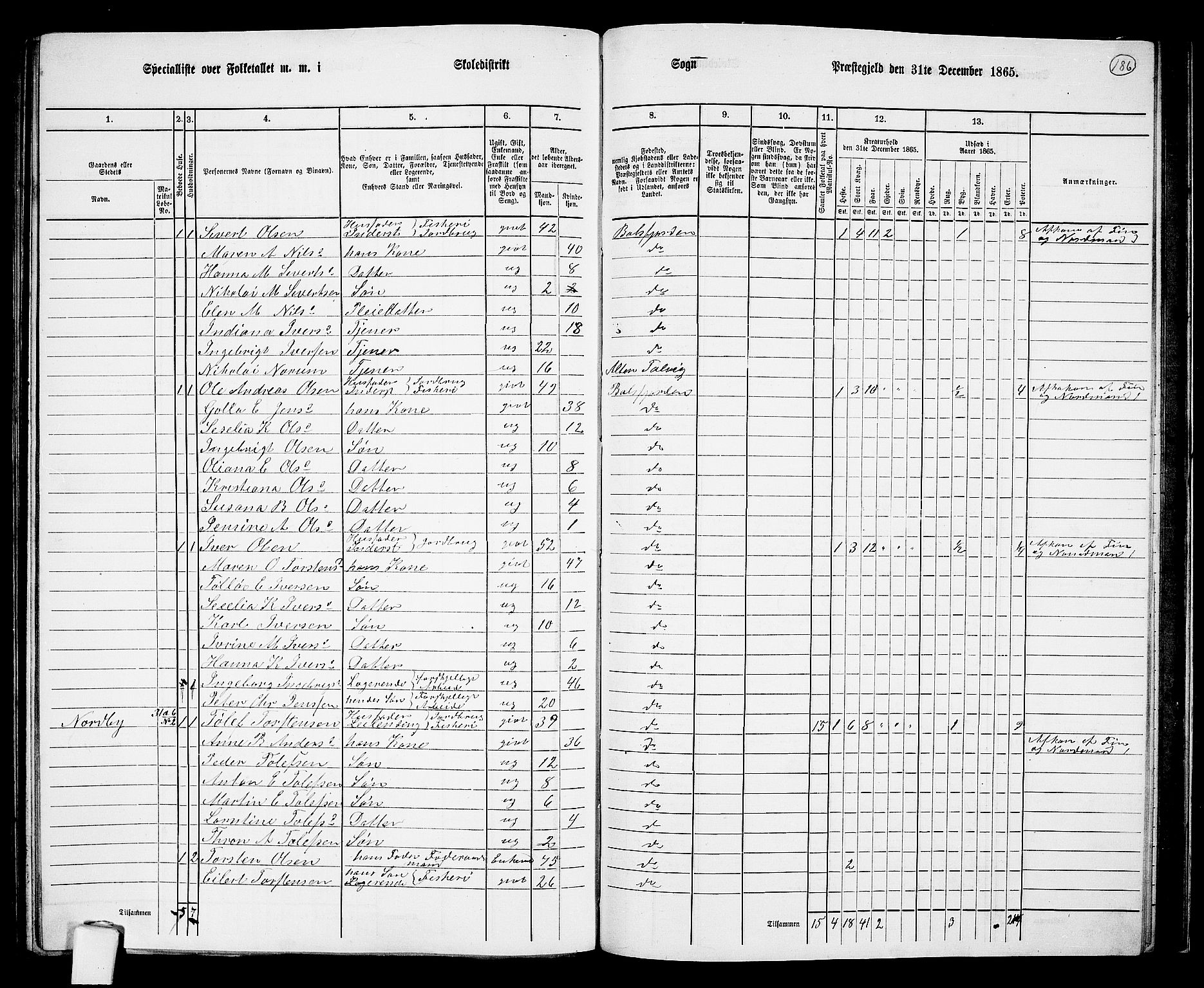 RA, 1865 census for Balsfjord, 1865, p. 119