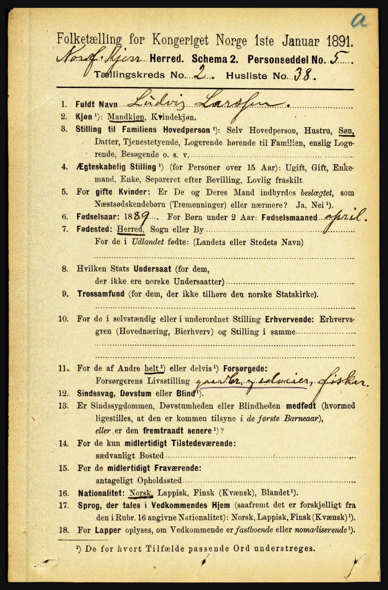 RA, 1891 census for 1846 Nordfold-Kjerringøy, 1891, p. 681