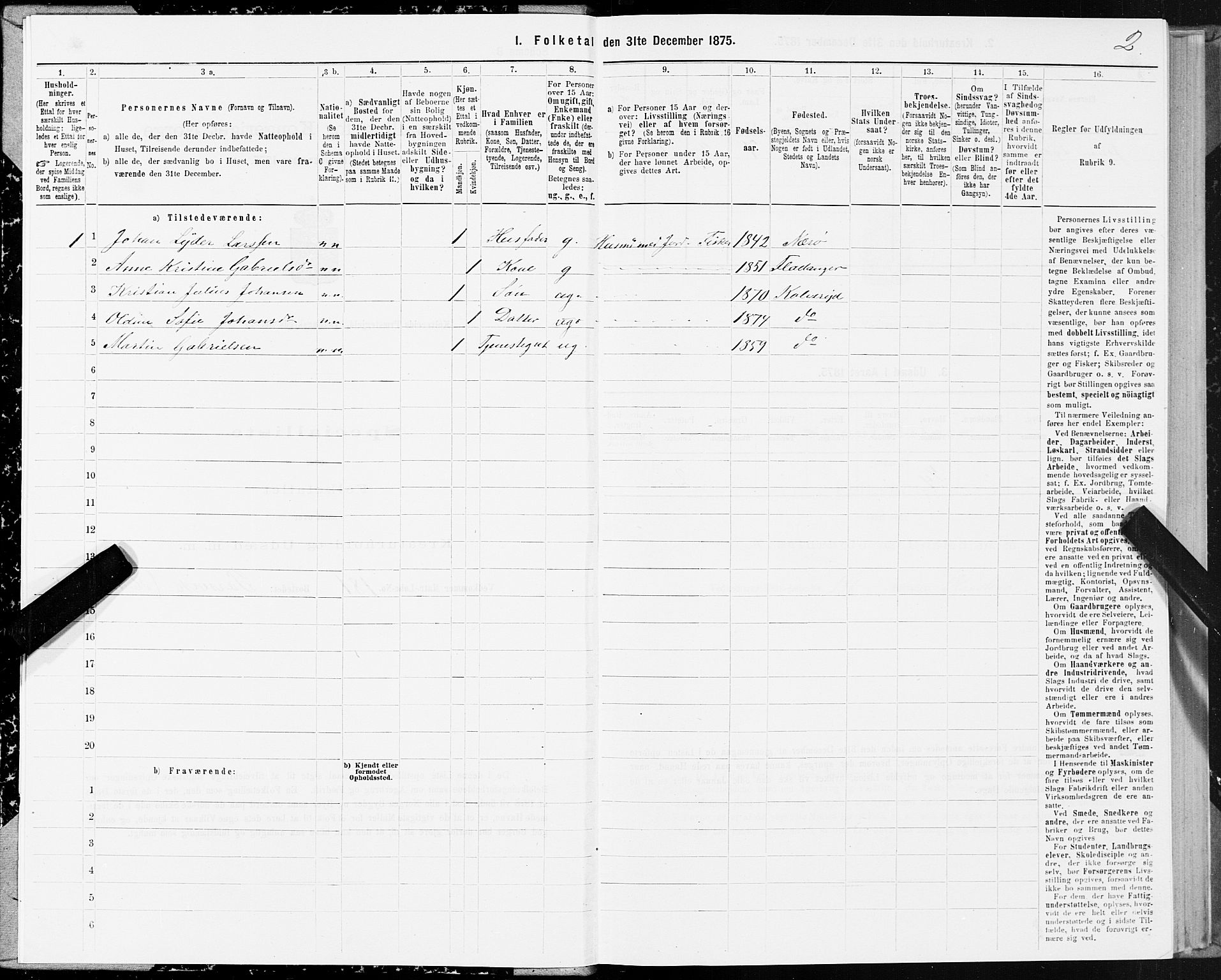 SAT, 1875 census for 1752P Kolvereid, 1875, p. 2002