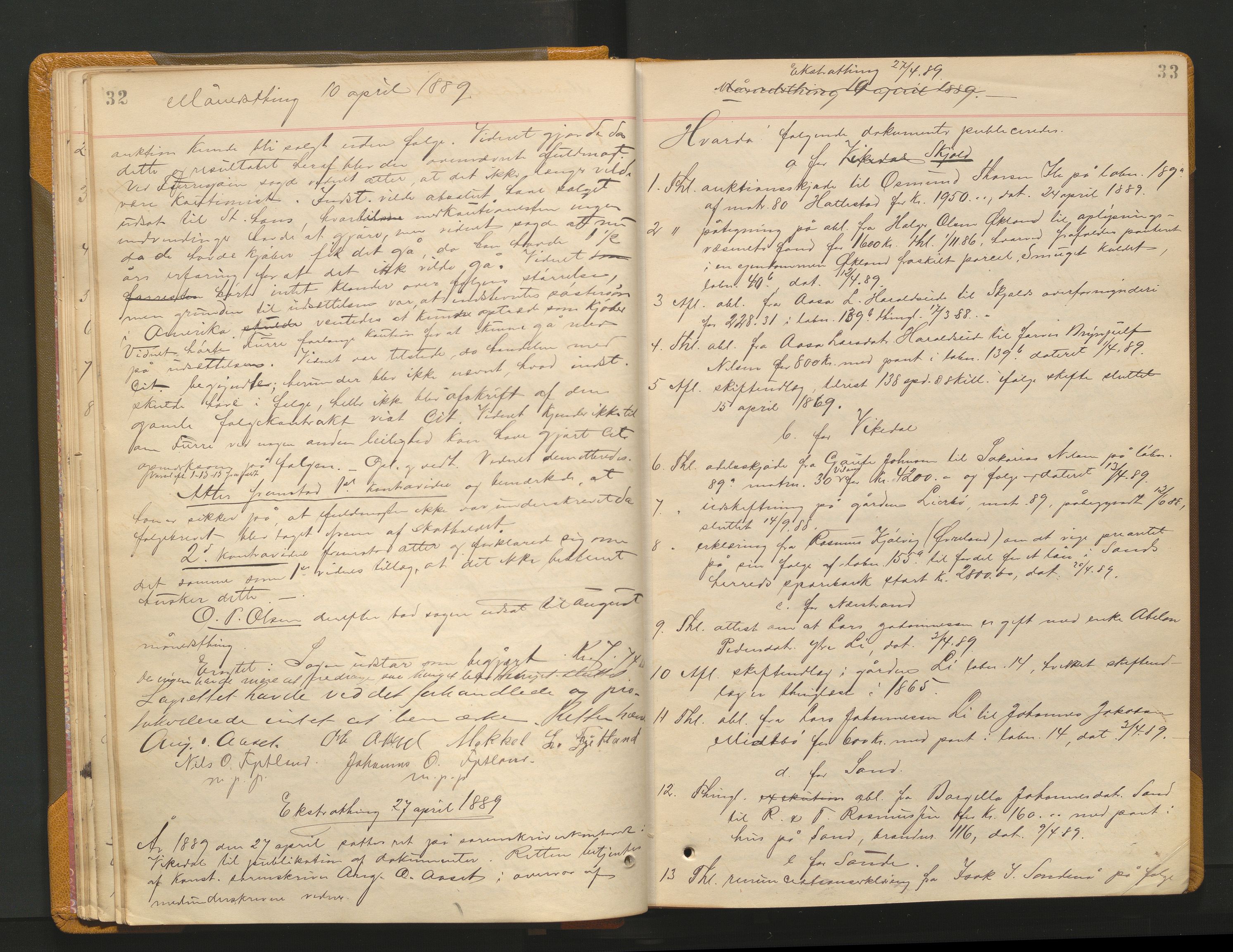 Ryfylke tingrett, AV/SAST-A-100055/001/I/IB/IB0/L0015: Tingbok, Ryfylke, 1889-1891, p. 32-33