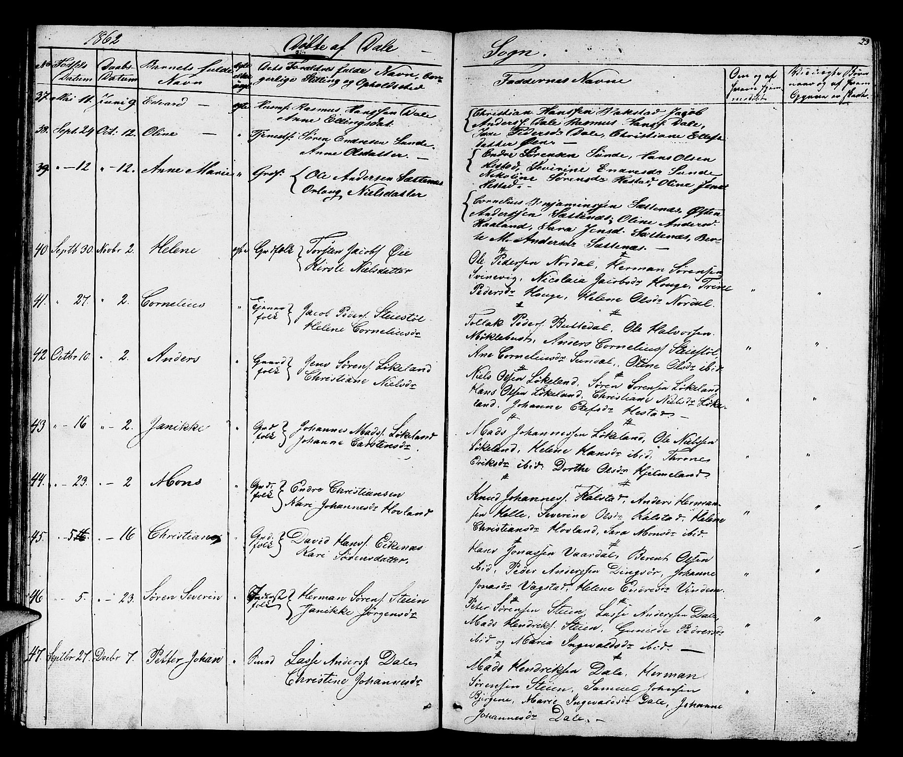 Fjaler sokneprestembete, AV/SAB-A-79801/H/Hab/Habc/L0001: Parish register (copy) no. C 1, 1852-1878, p. 23