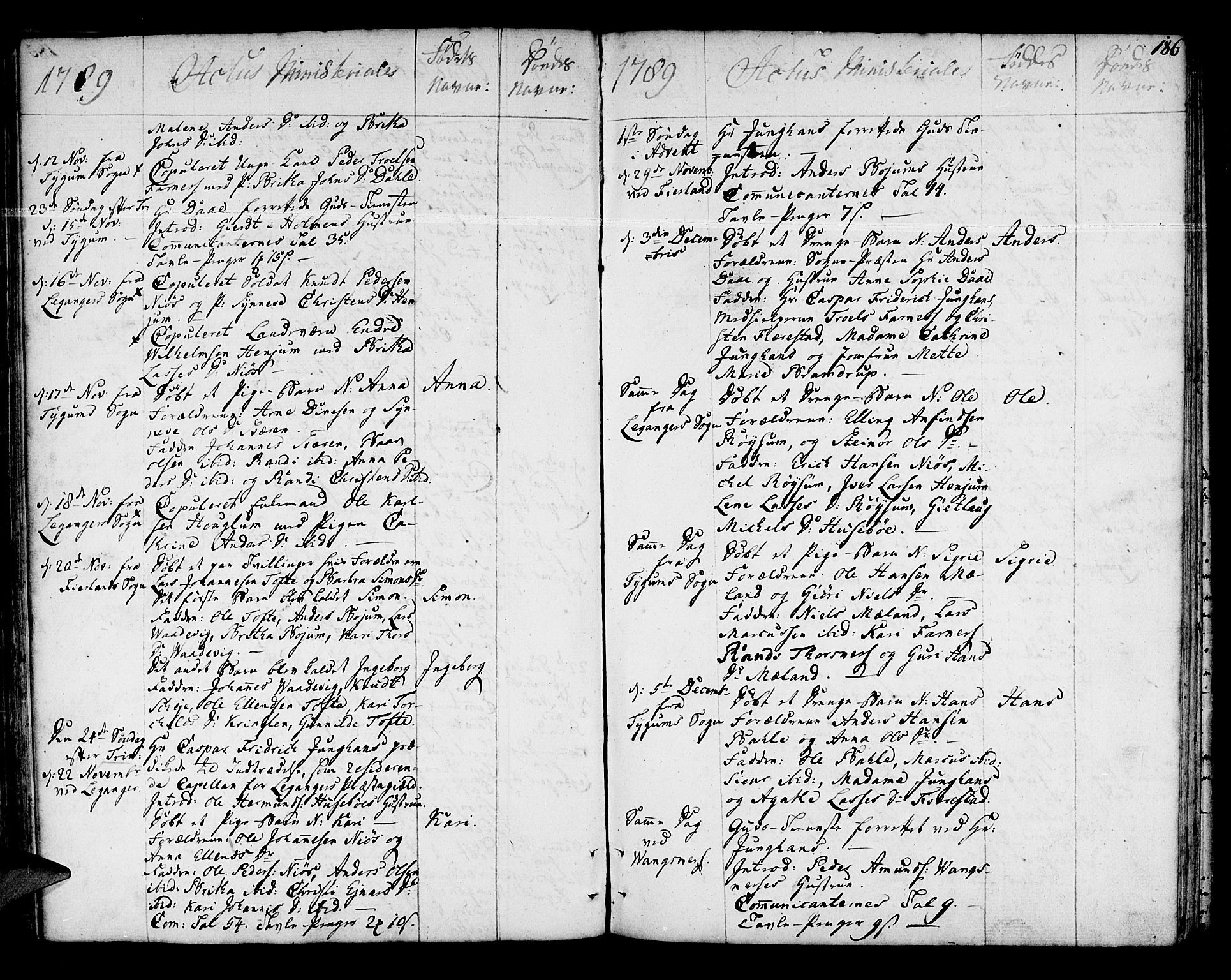 Leikanger sokneprestembete, AV/SAB-A-81001/H/Haa/Haaa/L0004: Parish register (official) no. A 4, 1770-1791, p. 186