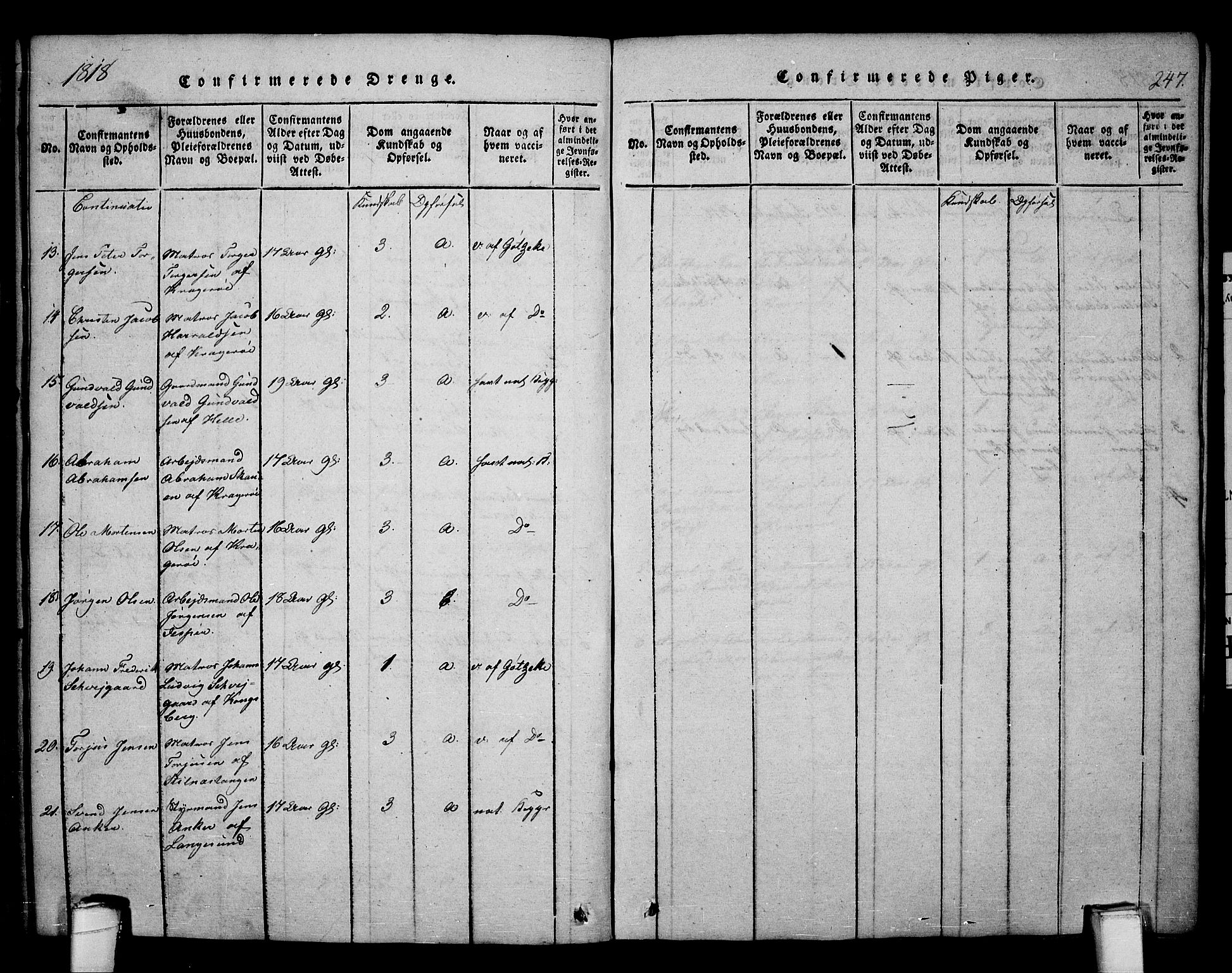 Kragerø kirkebøker, AV/SAKO-A-278/F/Fa/L0004: Parish register (official) no. 4, 1814-1831, p. 247