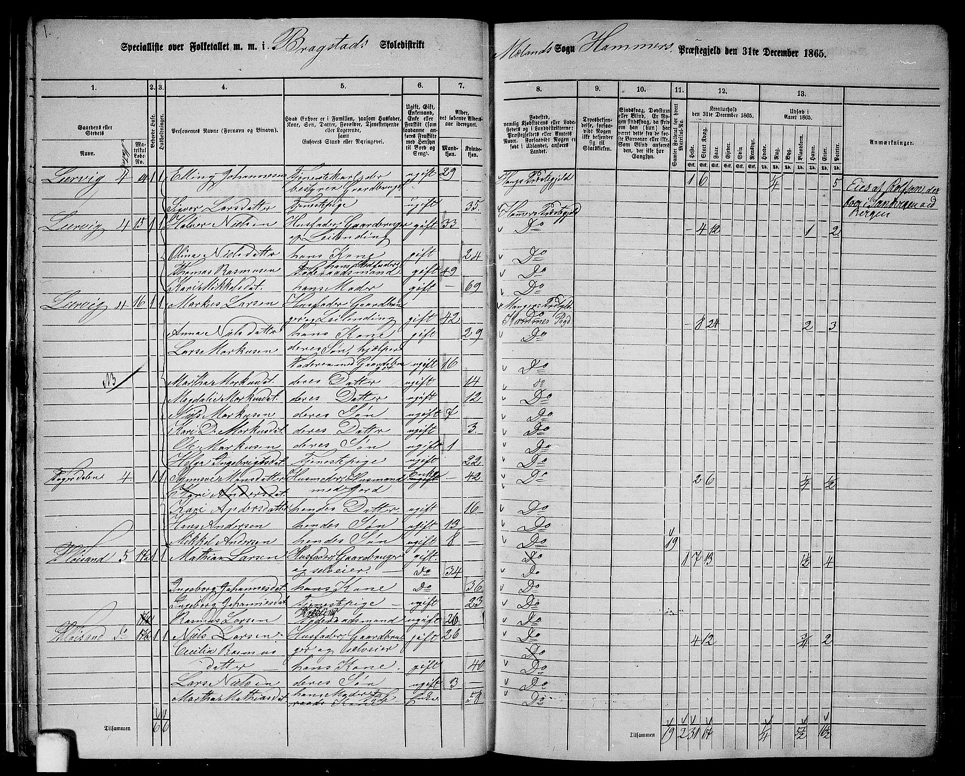 RA, 1865 census for Hamre, 1865, p. 25