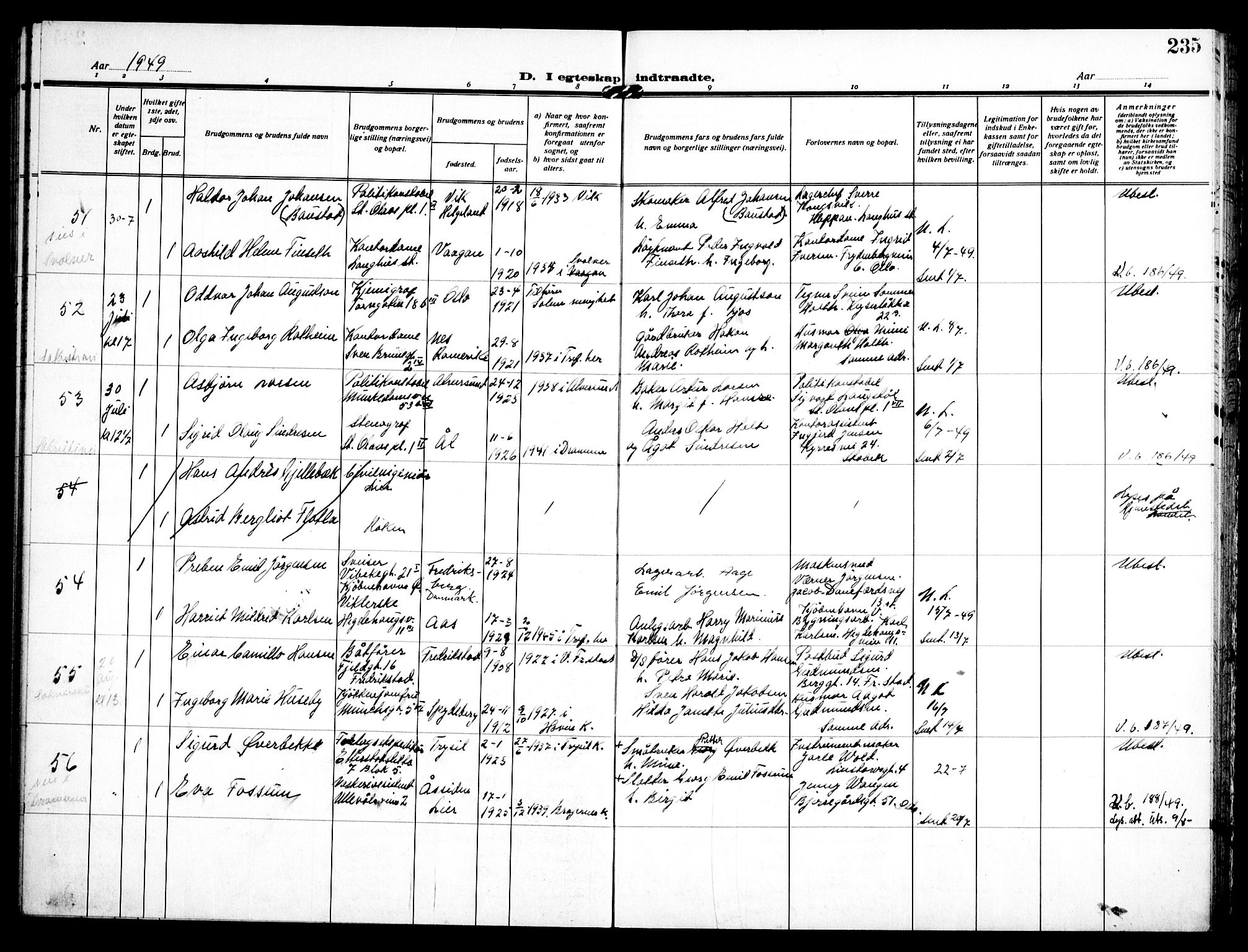 Trefoldighet prestekontor Kirkebøker, SAO/A-10882/H/Ha/L0005: Banns register no. 5, 1932-1952, p. 235