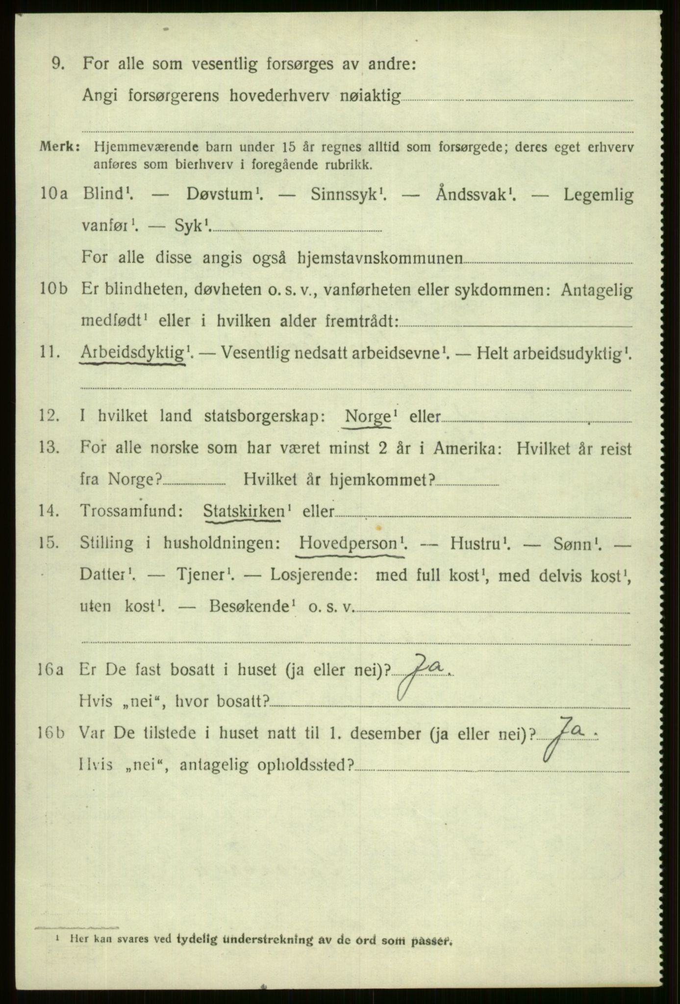 SAB, 1920 census for Voss, 1920, p. 14904