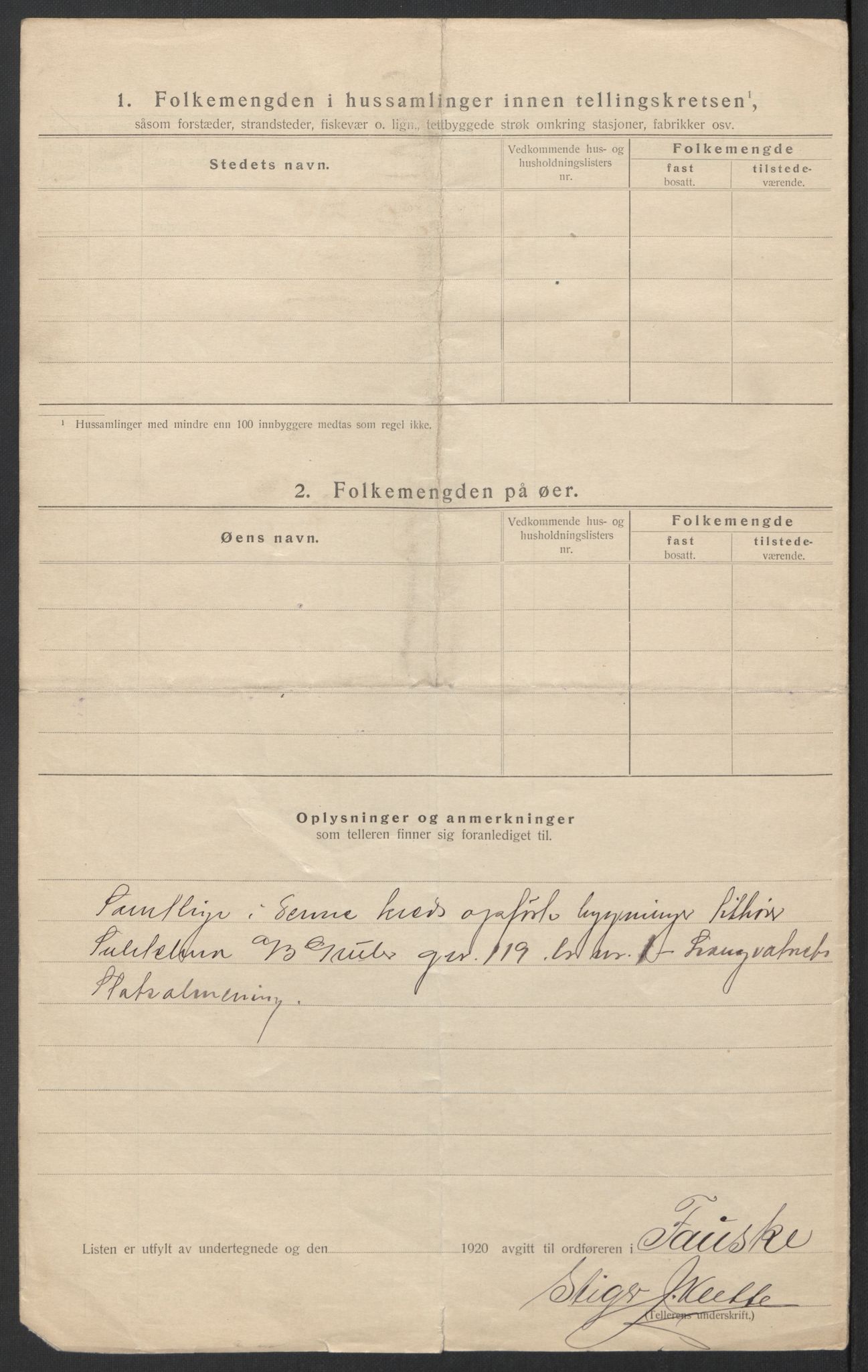 SAT, 1920 census for Fauske, 1920, p. 8