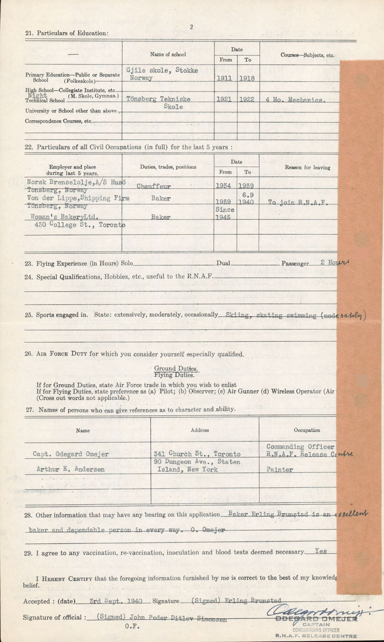 Forsvaret, Forsvarets overkommando/Luftforsvarsstaben, AV/RA-RAFA-4079/P/Pa/L0011: Personellpapirer, 1904, p. 102