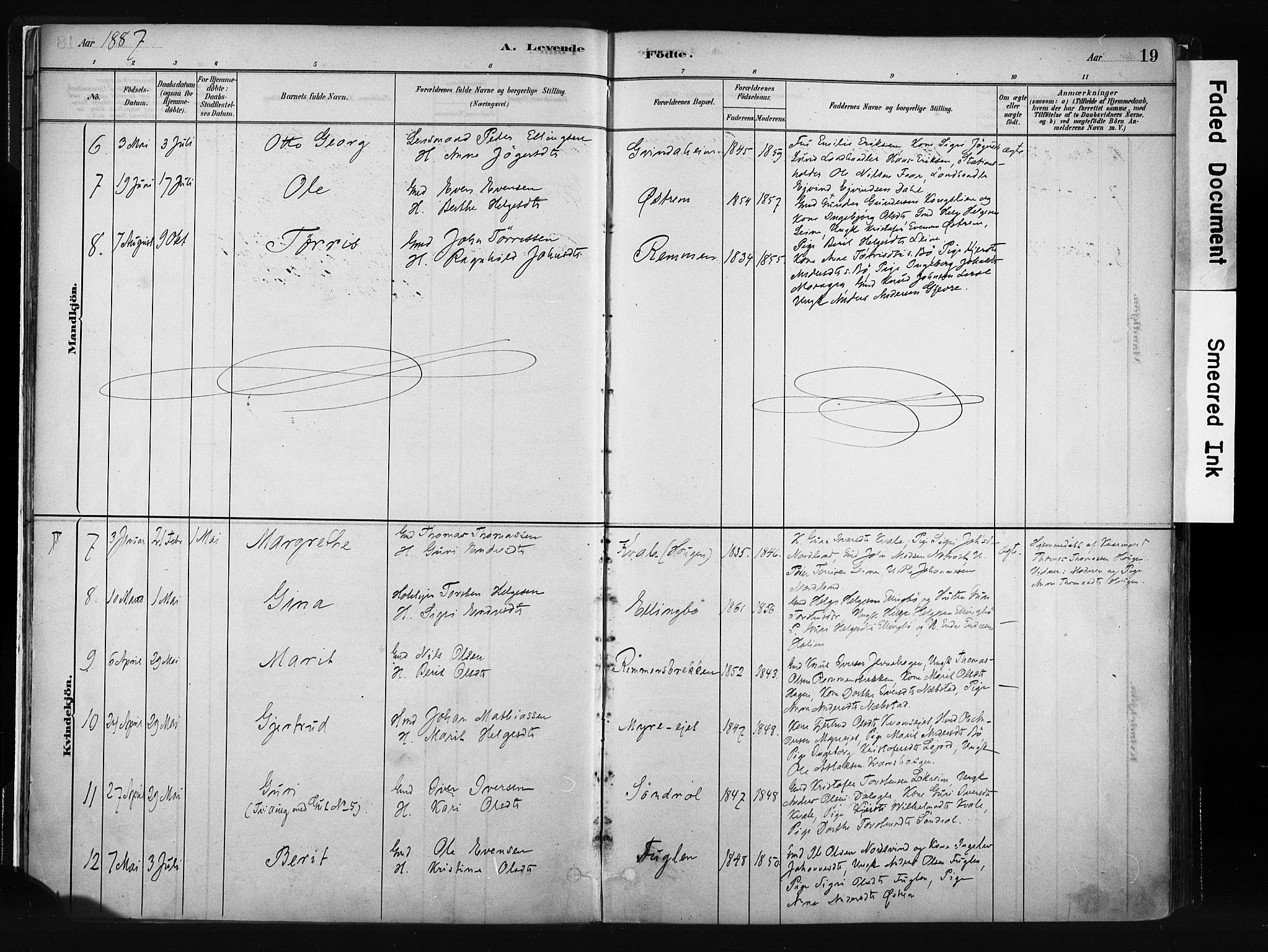 Vang prestekontor, Valdres, SAH/PREST-140/H/Ha/L0008: Parish register (official) no. 8, 1882-1910, p. 19