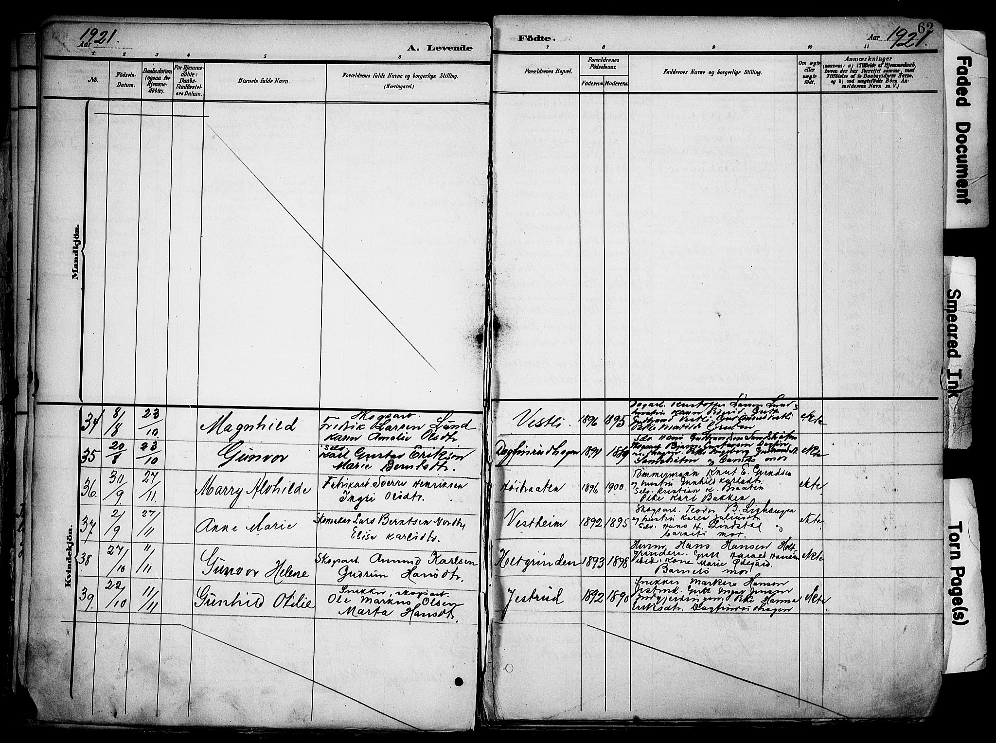 Nord-Odal prestekontor, SAH/PREST-032/H/Ha/Haa/L0007: Parish register (official) no. 7, 1902-1926, p. 62