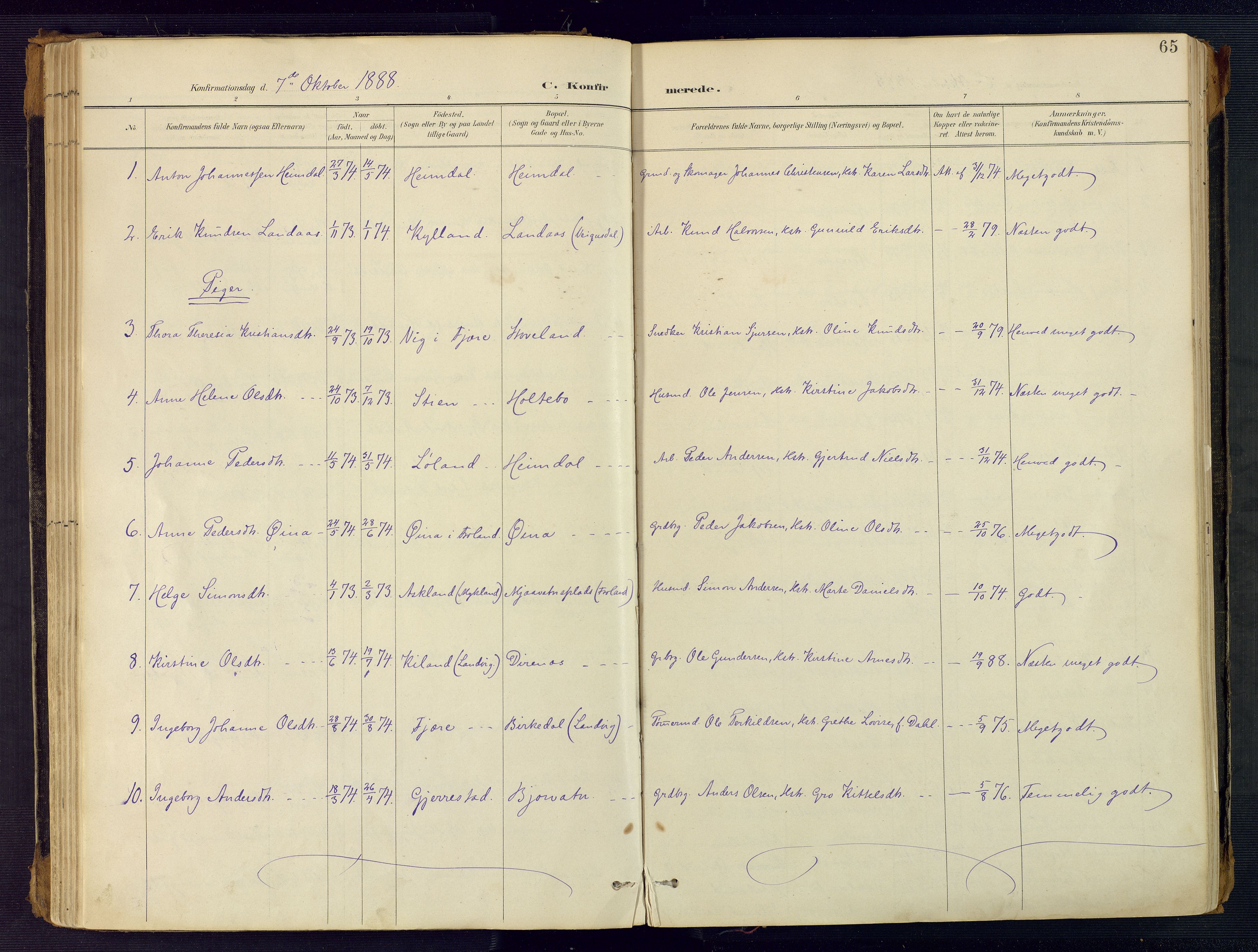 Herefoss sokneprestkontor, SAK/1111-0019/F/Fa/Faa/L0003: Parish register (official) no. A 3, 1887-1930, p. 65