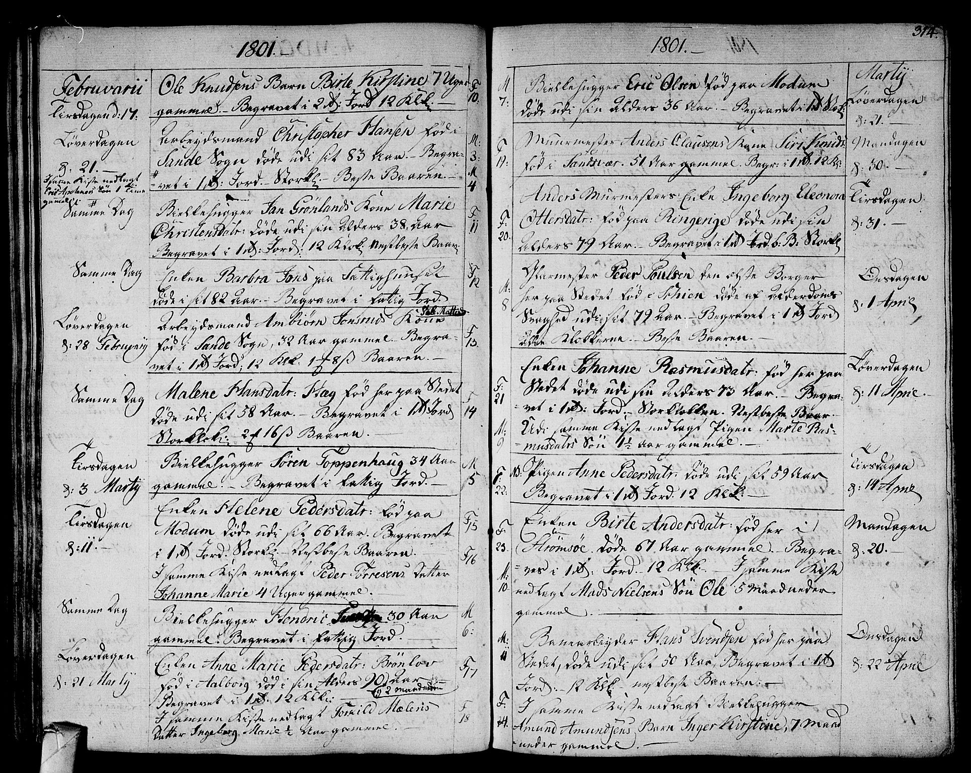 Strømsø kirkebøker, AV/SAKO-A-246/F/Fa/L0010: Parish register (official) no. I 10, 1792-1822, p. 314