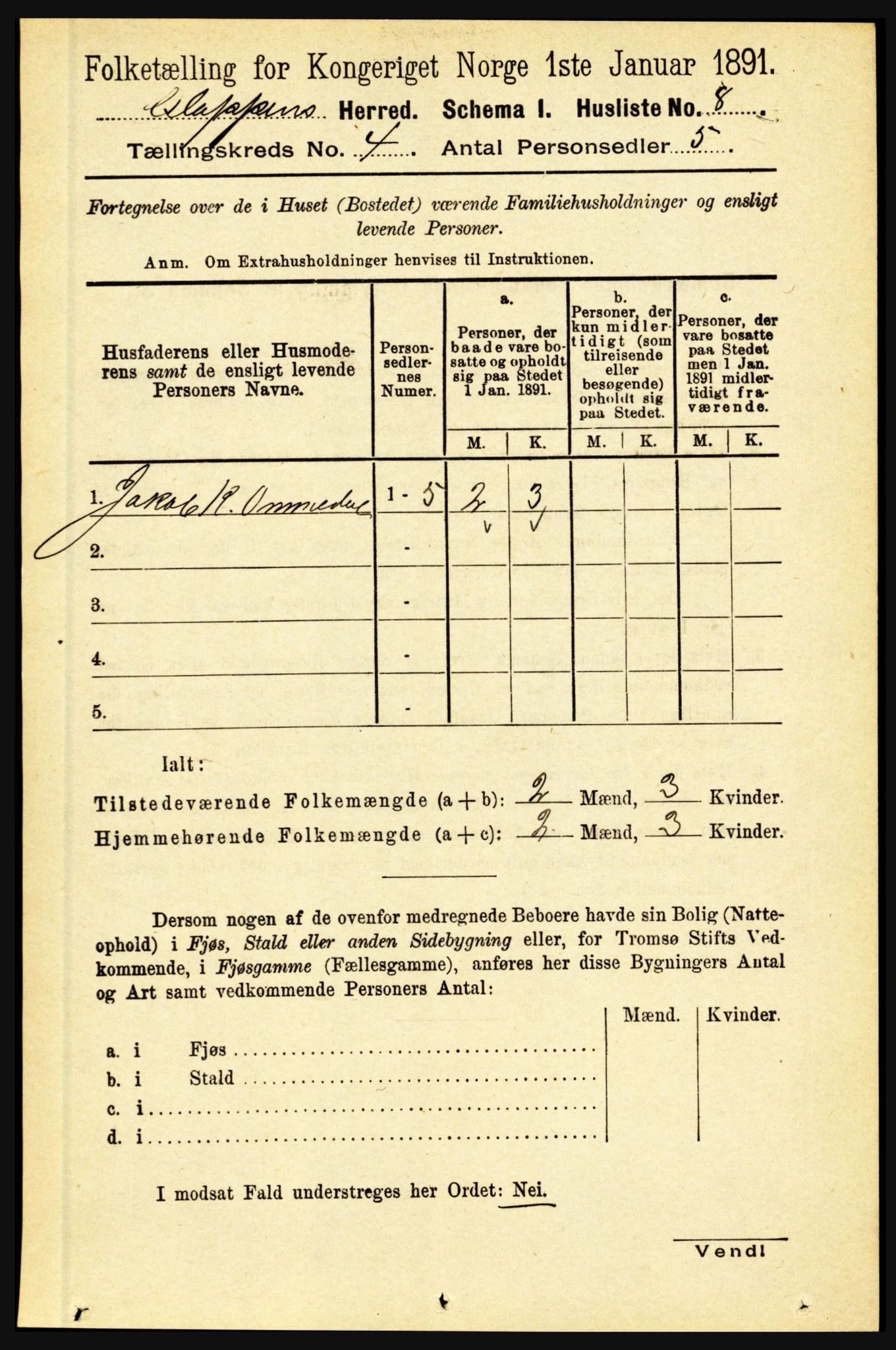 RA, 1891 census for 1445 Gloppen, 1891, p. 1644