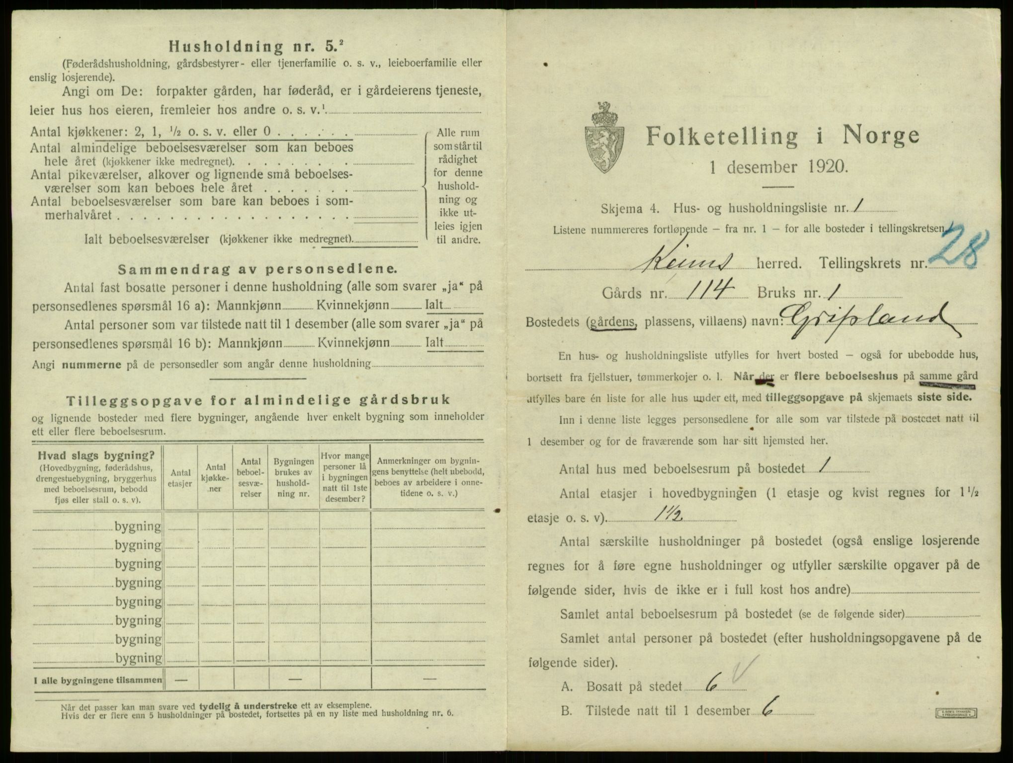 SAB, 1920 census for Kinn, 1920, p. 1349