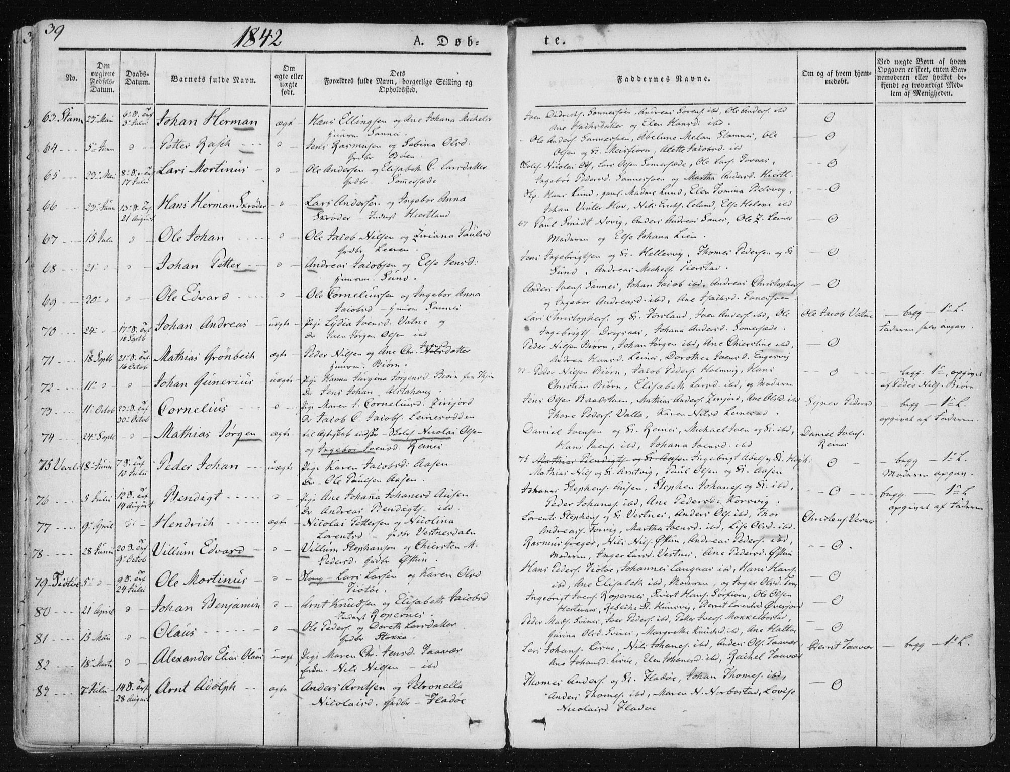 Ministerialprotokoller, klokkerbøker og fødselsregistre - Nordland, SAT/A-1459/830/L0446: Parish register (official) no. 830A10, 1831-1865, p. 39