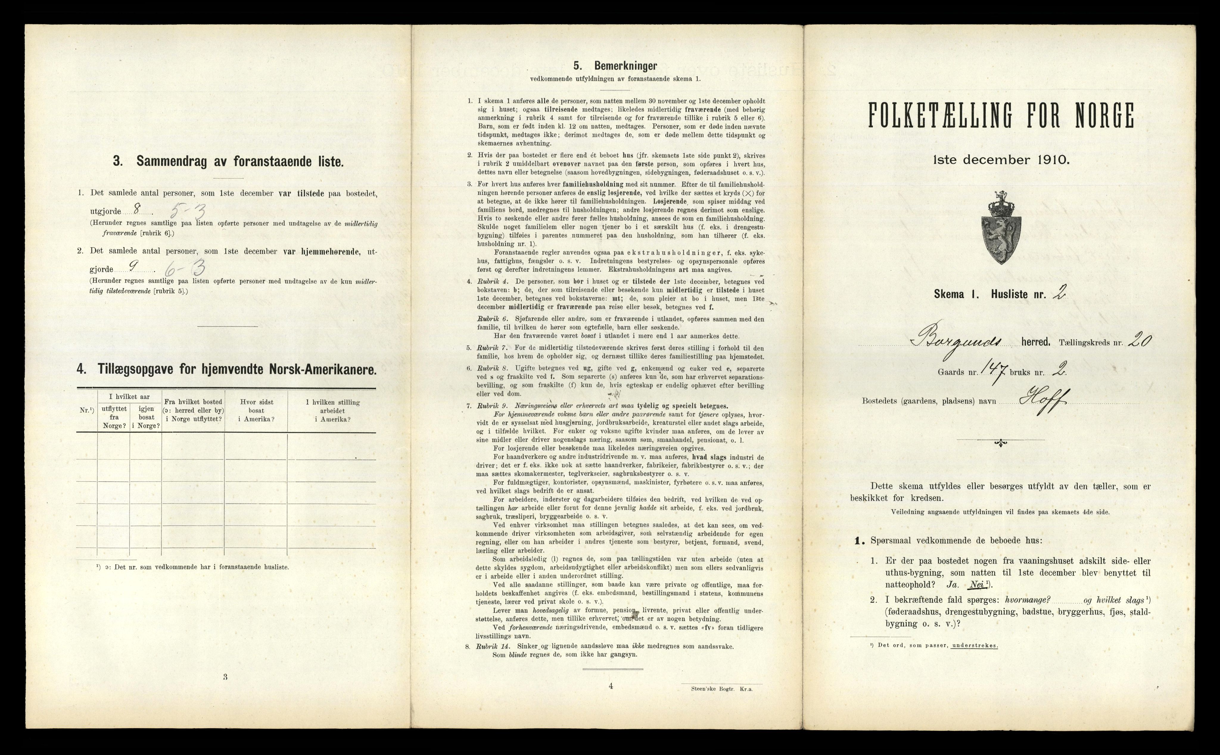 RA, 1910 census for Borgund, 1910, p. 1601