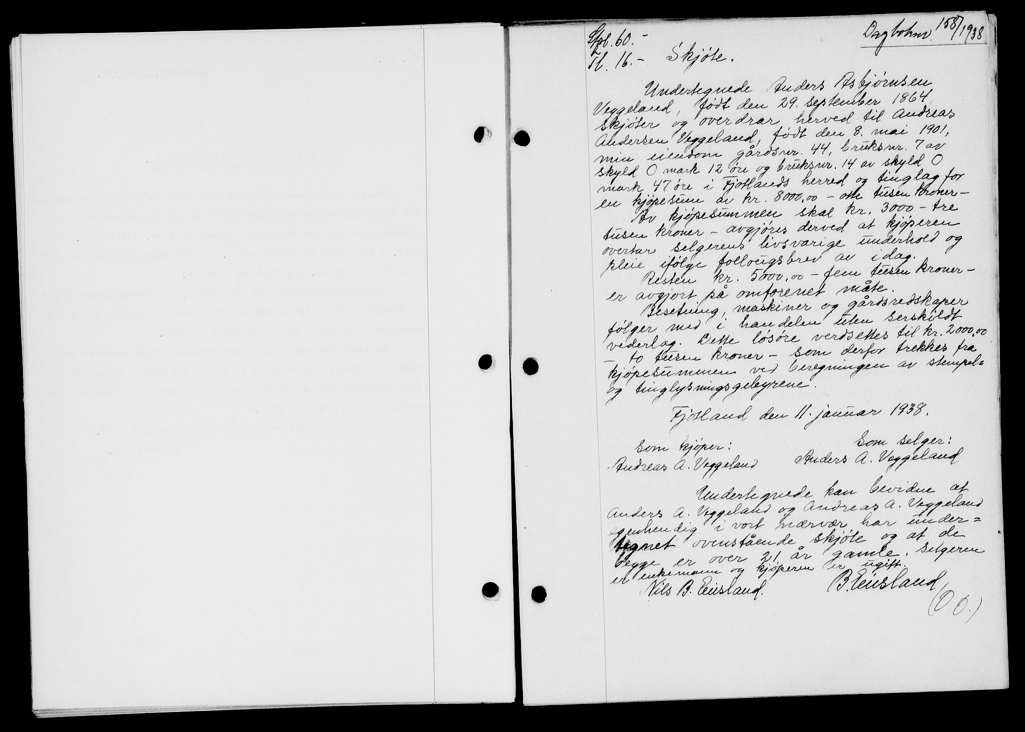 Flekkefjord sorenskriveri, SAK/1221-0001/G/Gb/Gba/L0054: Mortgage book no. A-2, 1937-1938, Diary no: : 158/1938