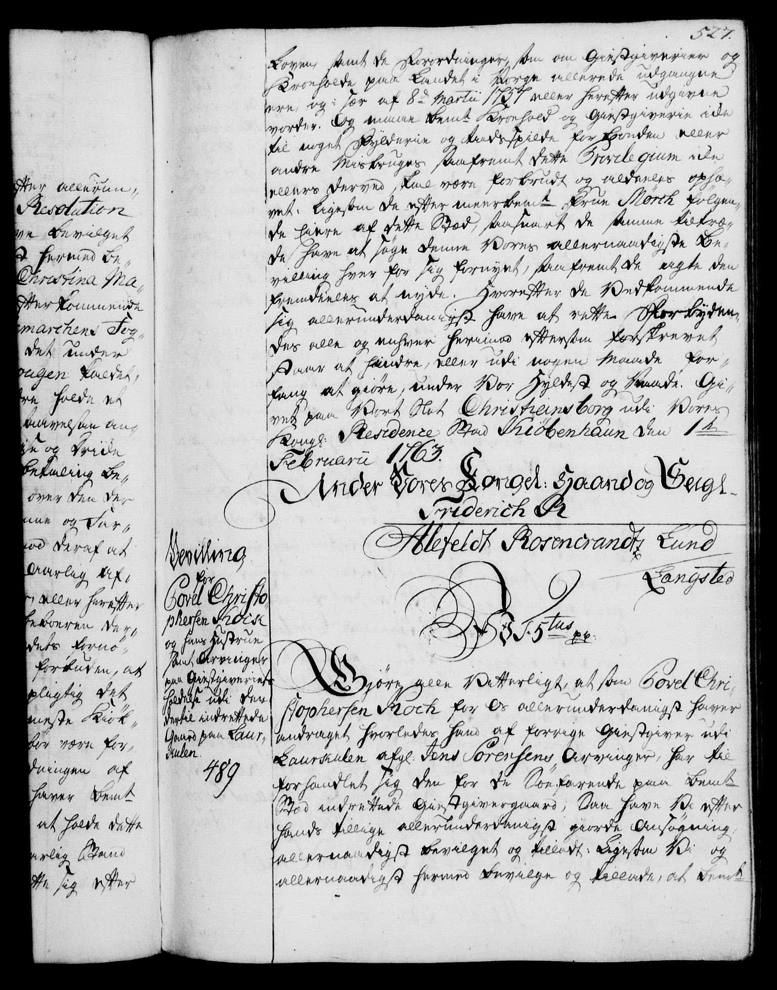 Rentekammeret, Kammerkanselliet, AV/RA-EA-3111/G/Gg/Gga/L0007: Norsk ekspedisjonsprotokoll med register (merket RK 53.7), 1759-1768, p. 527