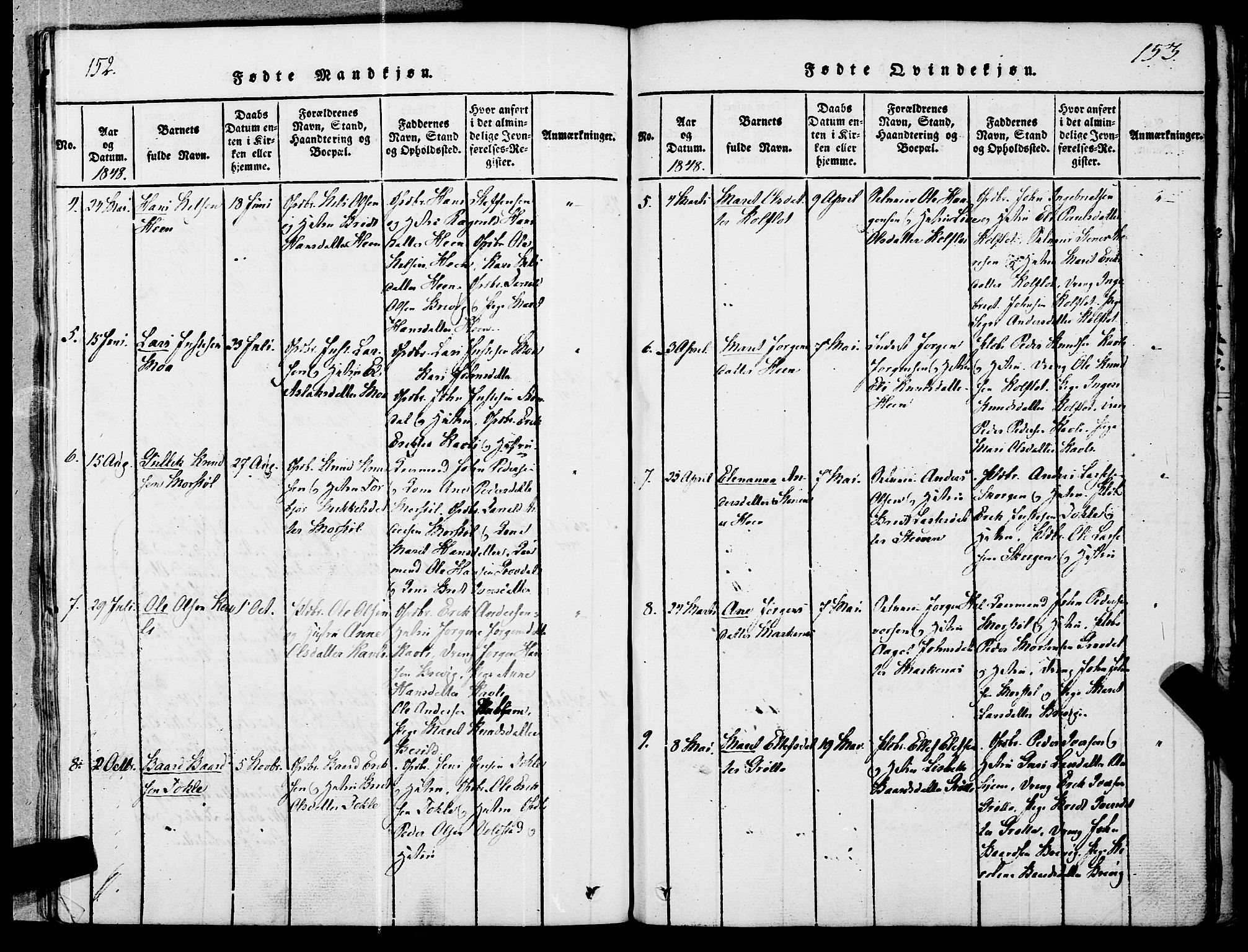 Ministerialprotokoller, klokkerbøker og fødselsregistre - Møre og Romsdal, AV/SAT-A-1454/545/L0585: Parish register (official) no. 545A01, 1818-1853, p. 152-153