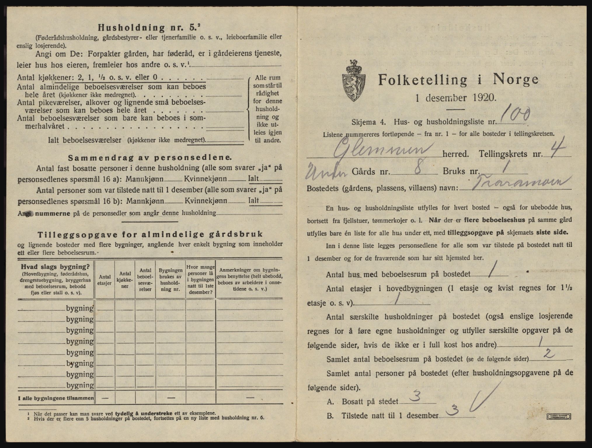 SAO, 1920 census for Glemmen, 1920, p. 1387