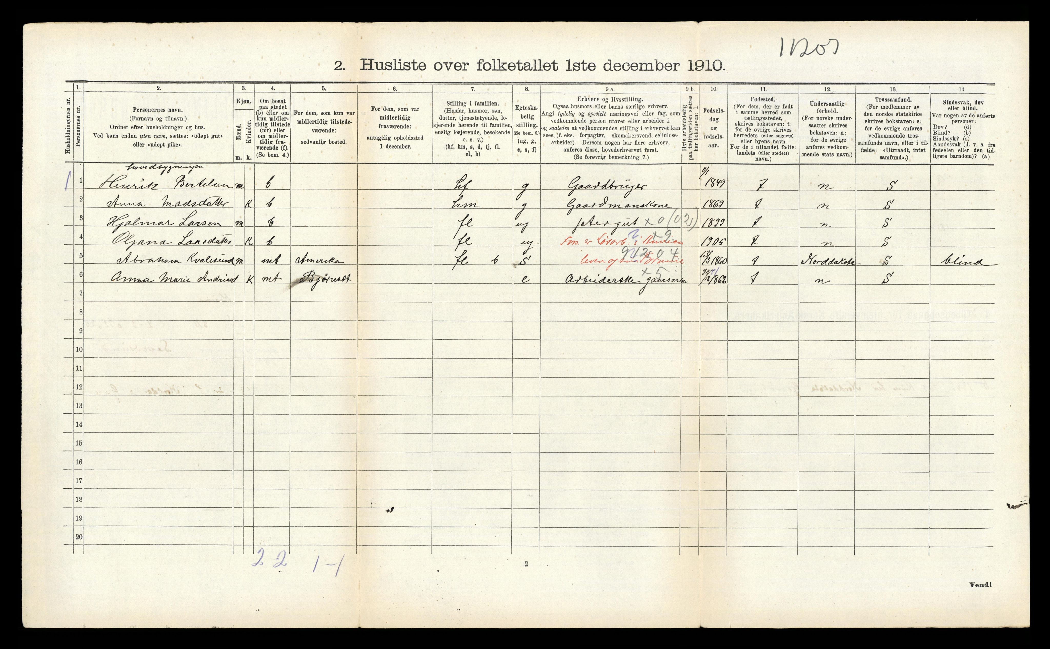 RA, 1910 census for Kinn, 1910, p. 969