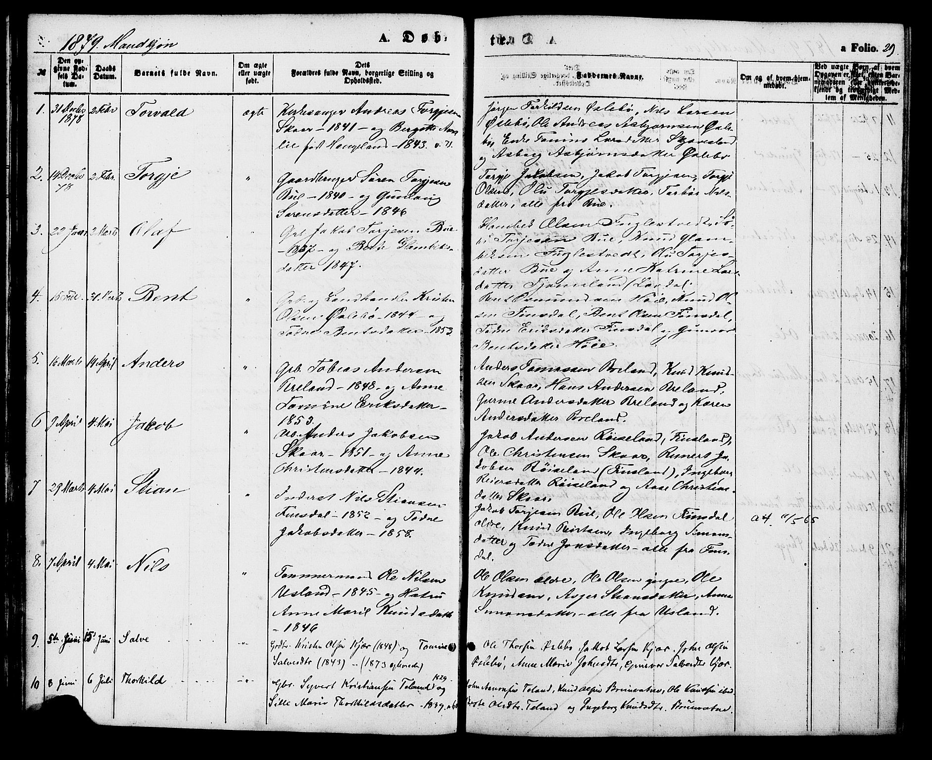 Holum sokneprestkontor, AV/SAK-1111-0022/F/Fa/Fac/L0003: Parish register (official) no. A 3, 1860-1883, p. 29