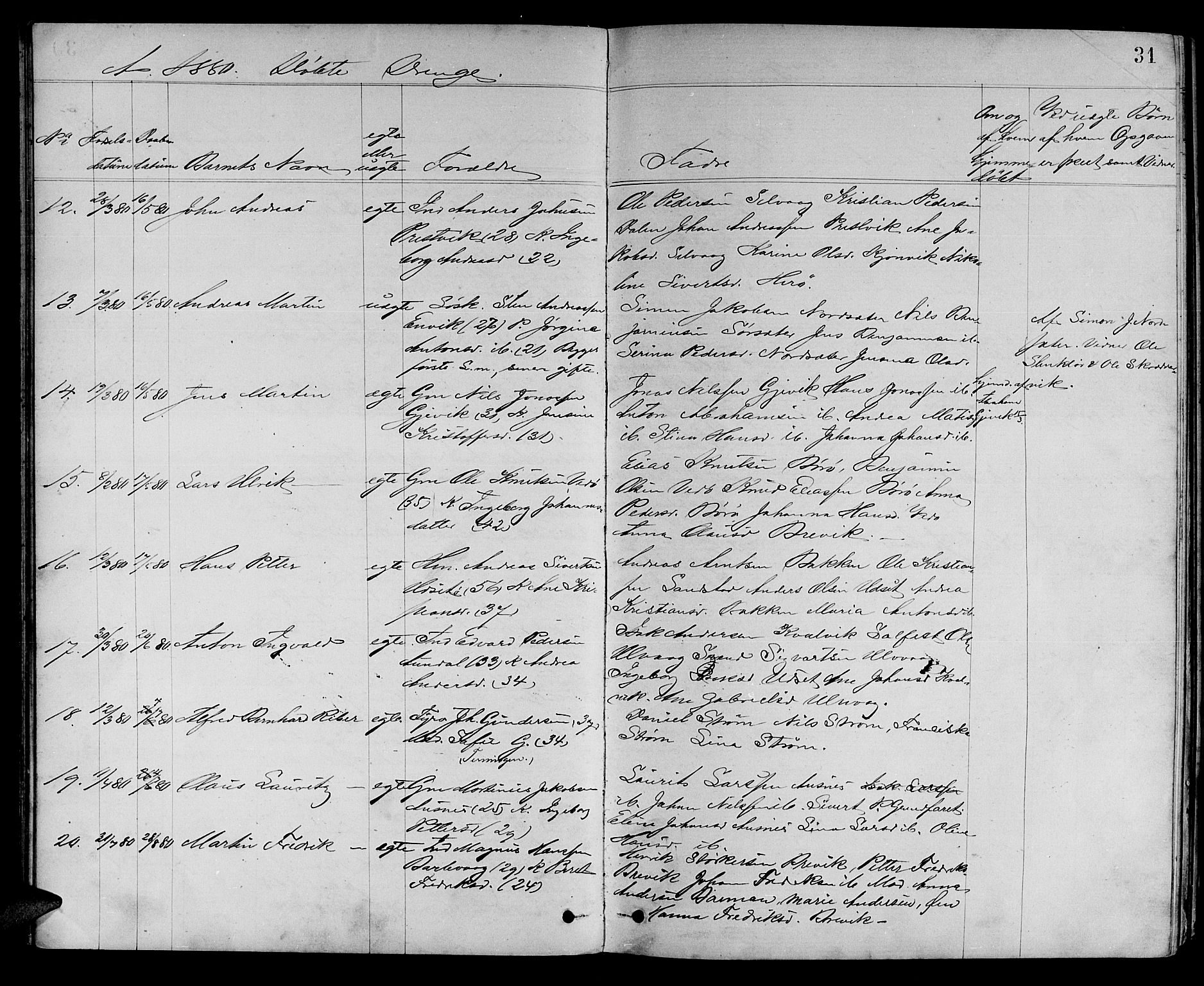 Ministerialprotokoller, klokkerbøker og fødselsregistre - Sør-Trøndelag, SAT/A-1456/637/L0561: Parish register (copy) no. 637C02, 1873-1882, p. 31