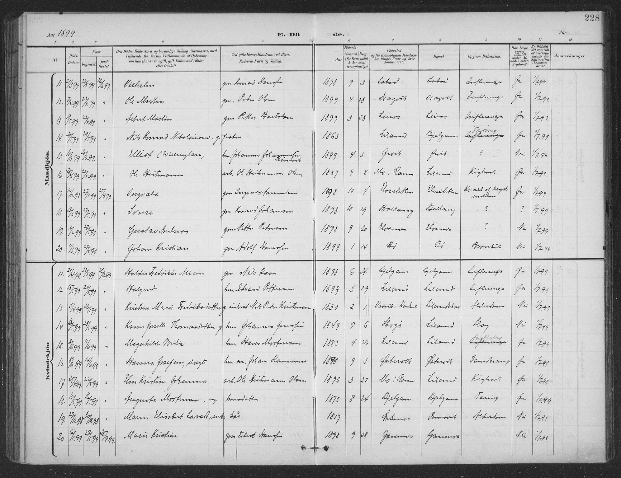 Ministerialprotokoller, klokkerbøker og fødselsregistre - Nordland, SAT/A-1459/863/L0899: Parish register (official) no. 863A11, 1897-1906, p. 228
