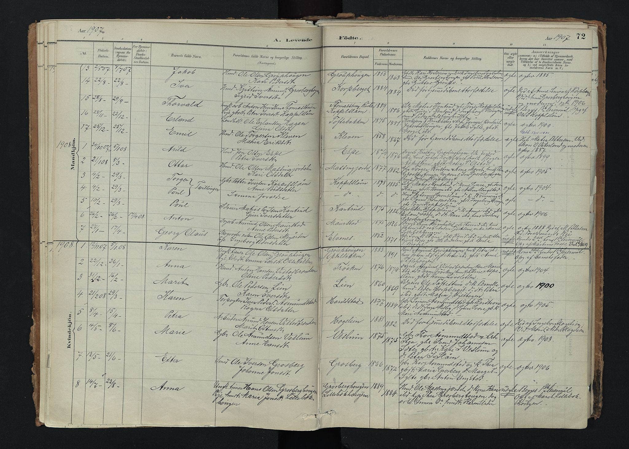 Nord-Fron prestekontor, SAH/PREST-080/H/Ha/Haa/L0005: Parish register (official) no. 5, 1884-1914, p. 72