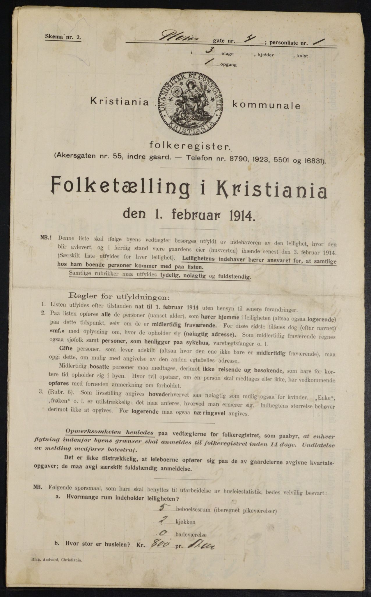 OBA, Municipal Census 1914 for Kristiania, 1914, p. 80990