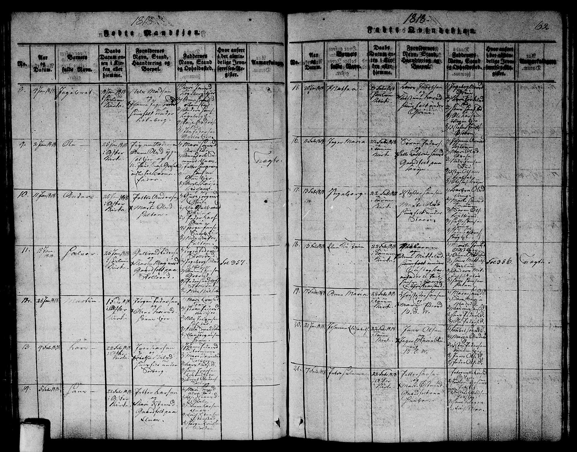 Asker prestekontor Kirkebøker, AV/SAO-A-10256a/G/Ga/L0001: Parish register (copy) no. I 1, 1814-1830, p. 62