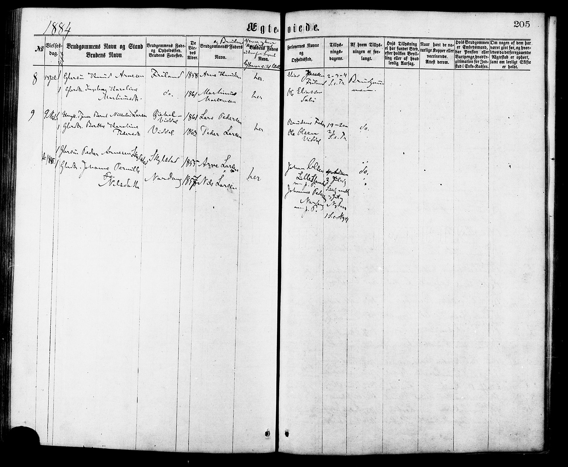 Ministerialprotokoller, klokkerbøker og fødselsregistre - Møre og Romsdal, AV/SAT-A-1454/515/L0210: Parish register (official) no. 515A06, 1868-1885, p. 205