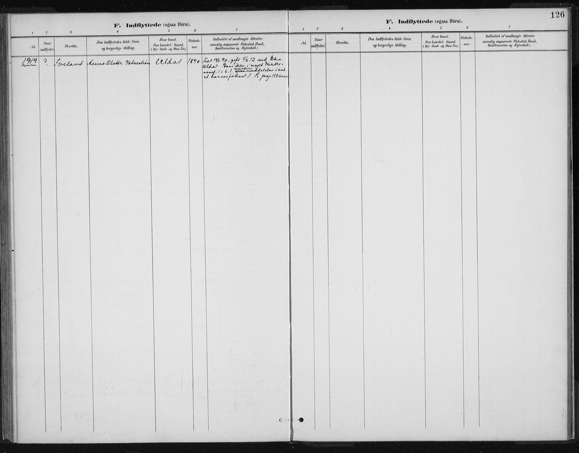 Herefoss sokneprestkontor, AV/SAK-1111-0019/F/Fa/Fac/L0002: Parish register (official) no. A 2, 1887-1915, p. 126